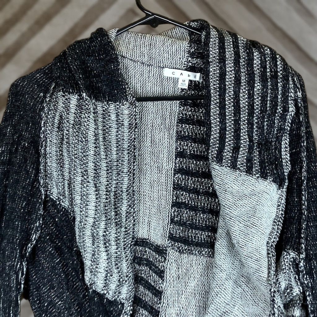 Vintage Cabi Womens Sweater Black Gray Open Front Cardigan Patchwork #483 Medium Cardigan, Sweater, Open Front, Patchwork, Black, Gray, M, Womens Size M / US 6-8 / IT 42-44 - 1 Thumbnail