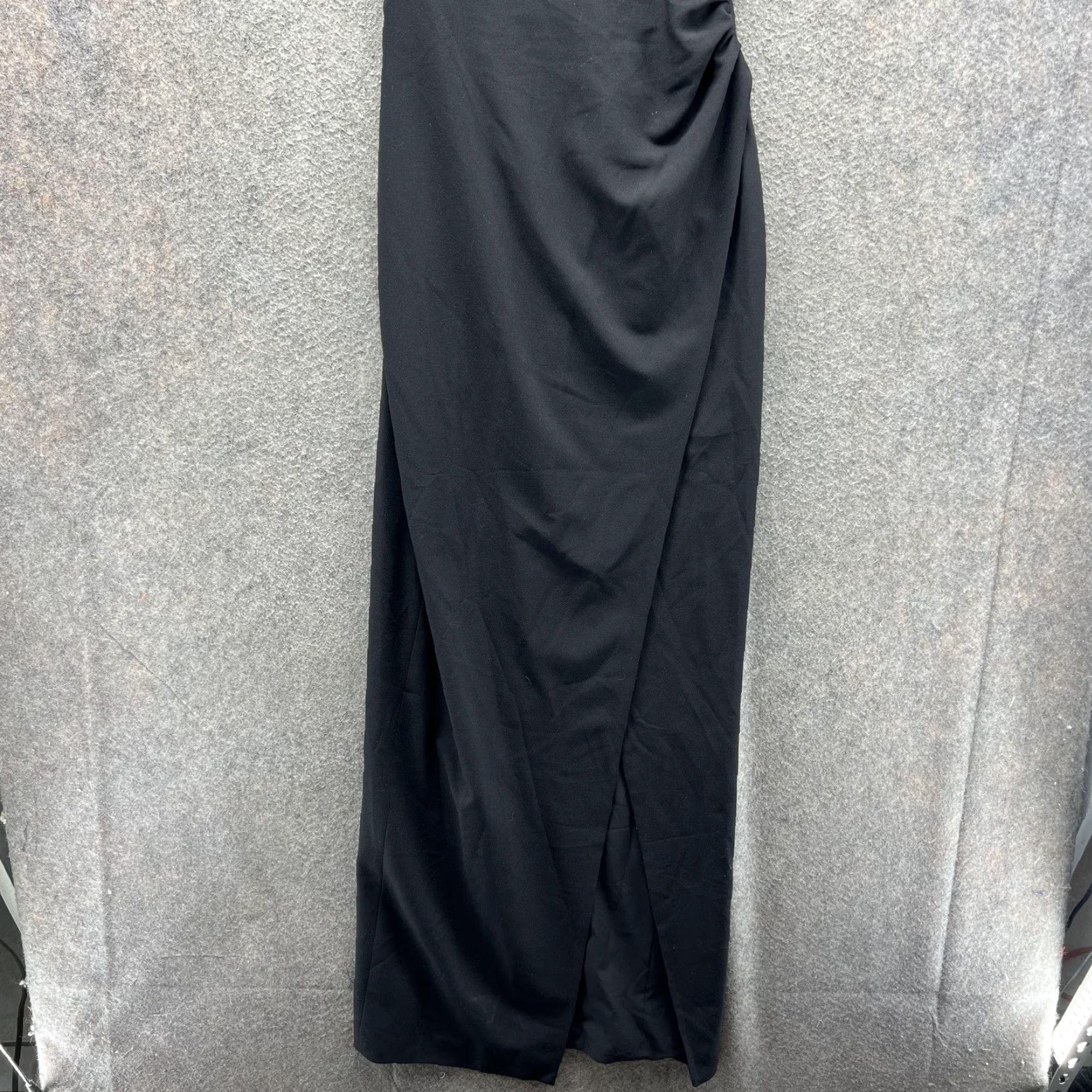 Black Halo VINTAGE Black Halo Eve Dress Womens 8 Black Ruched Side Slit Maxi Gown Style 3009900 Size M / US 6-8 / IT 42-44 - 2 Thumbnail