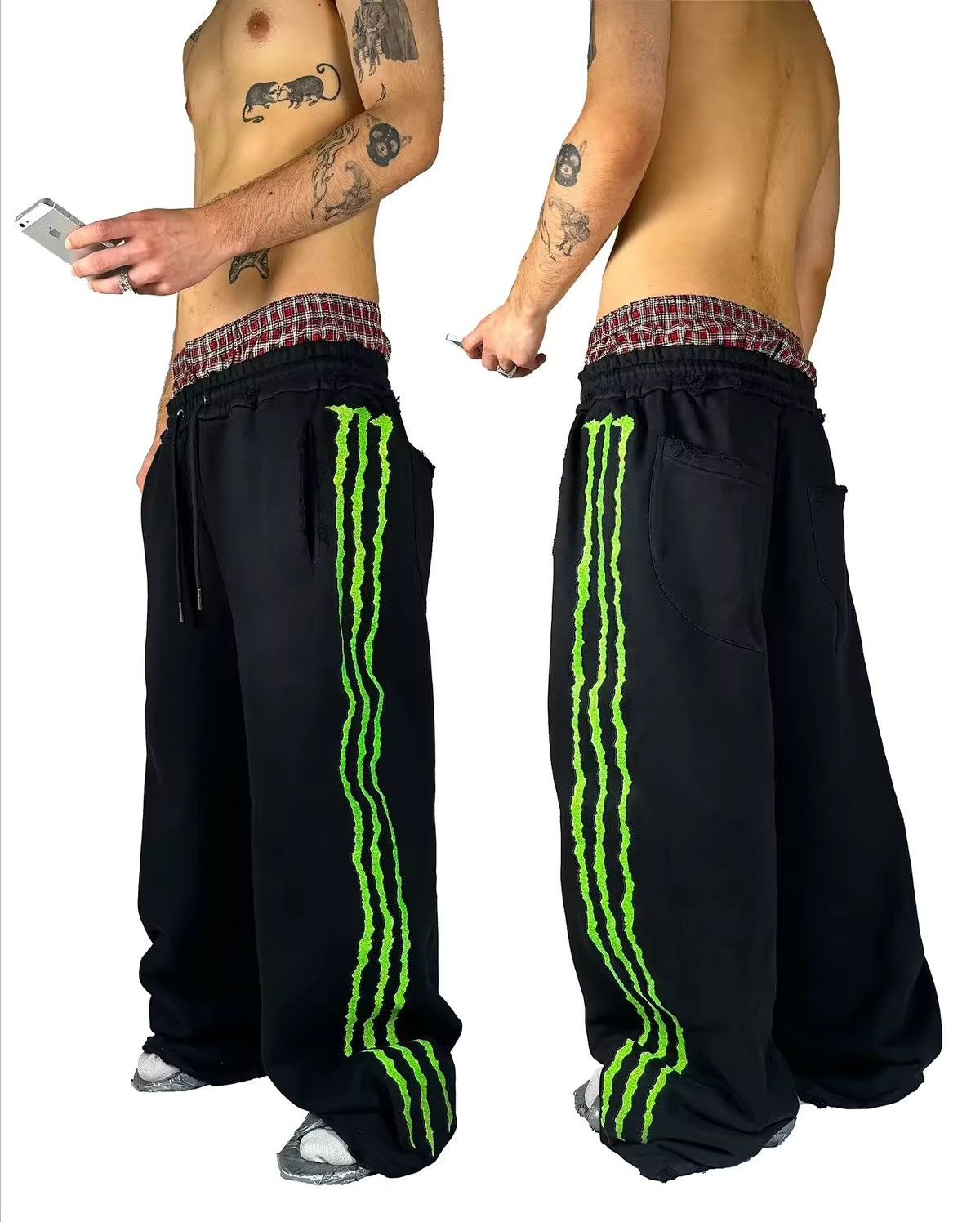 Japanese Brand Claw Triple Stripe Fluorescence Sweatpants Size US 31 - 2 Thumbnail
