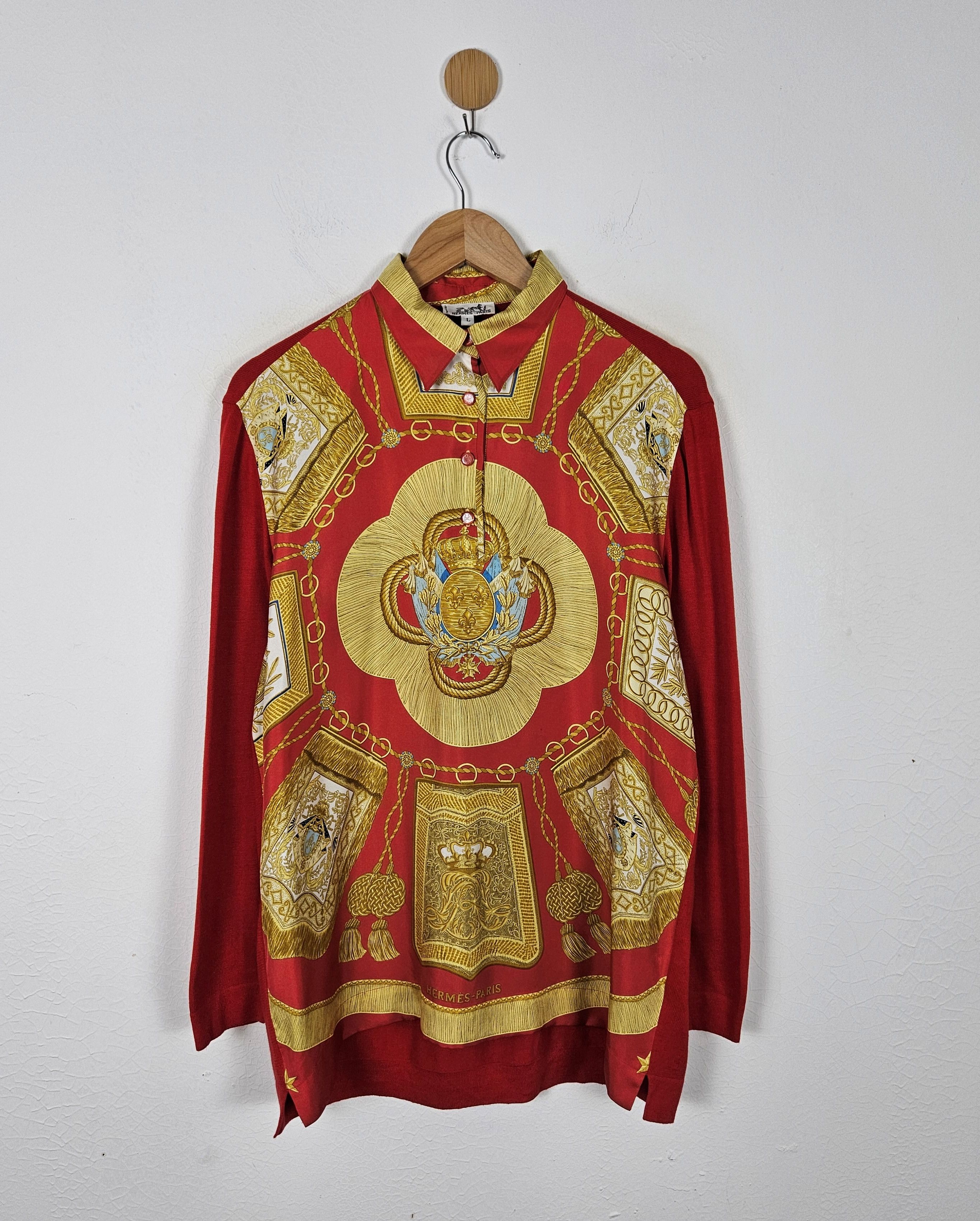 Hermes Vintage Hermes Poste et Cavalarie Silk Baroque Royalty Shirt Size US L / EU 52-54 / 3 - 1 Thumbnail