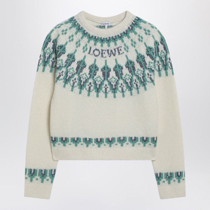 Loewe Loewe White Sweater With Fair Isle Pattern Size S / US 4 / IT 40 - 1 Thumbnail