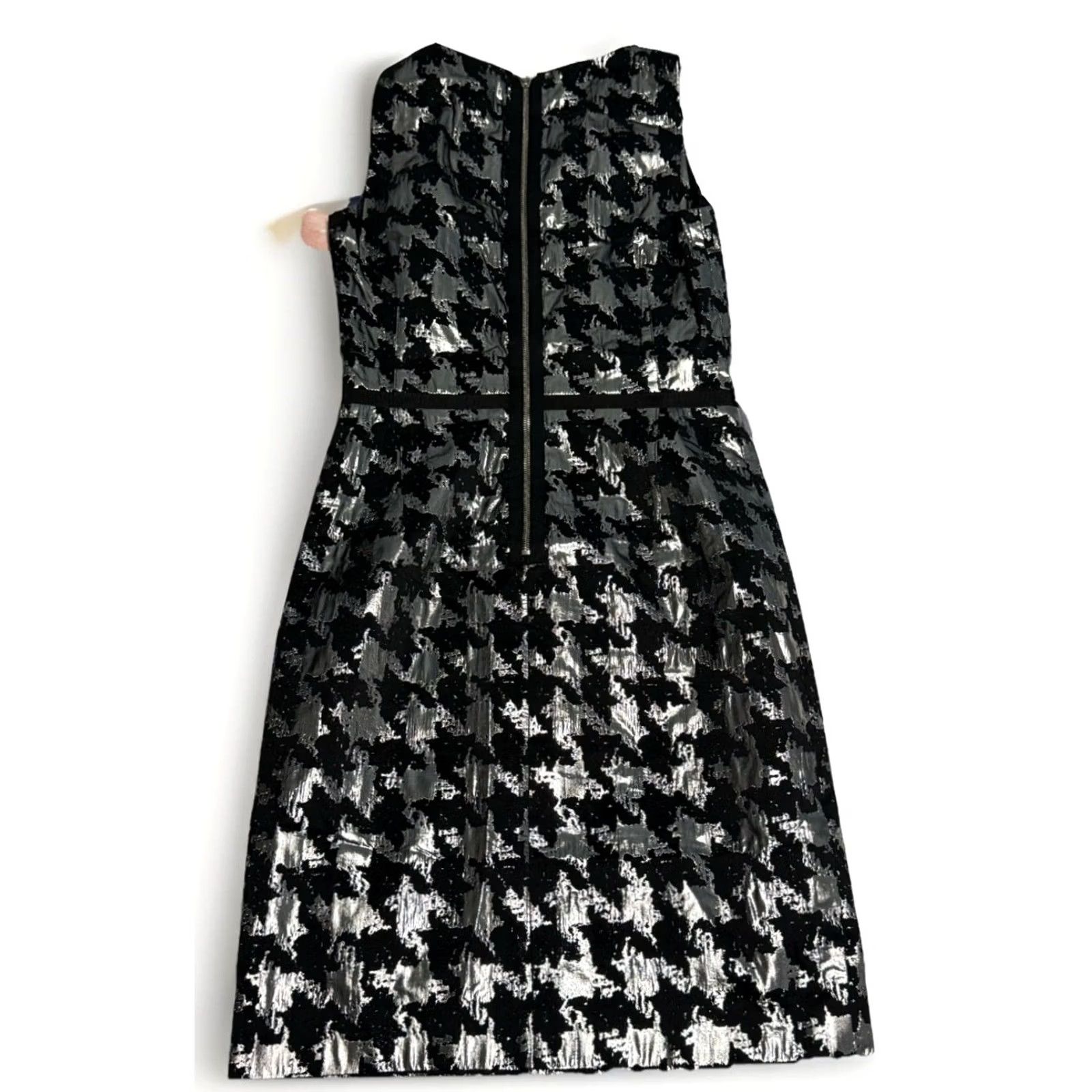 Michael Kors NWT Michael Kors Dress Sheath Metallic Houndstooth Dogtooth Silver Black 6 Womens Size M / US 6-8 / IT 42-44 - 7 Thumbnail