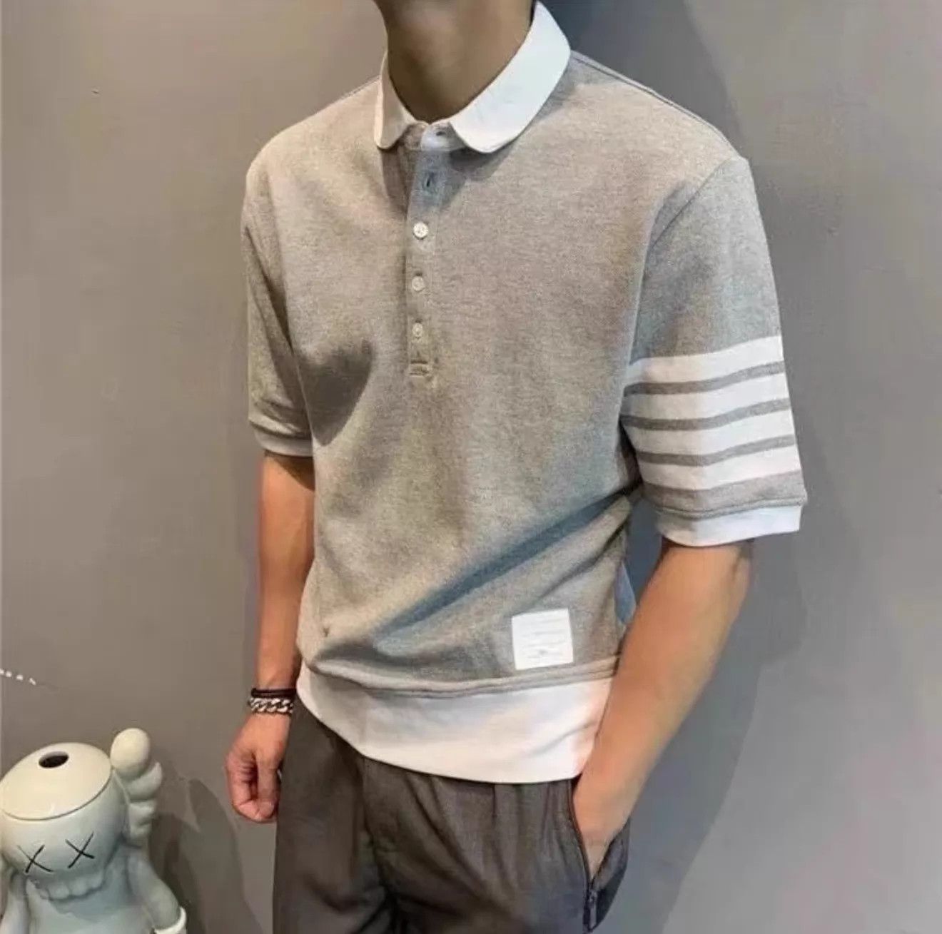 Thom Browne Thom Browne 4-Bar Gray Polo Shirt Size 2 Men's Size US M / EU 48-50 / 2 - 6 Thumbnail