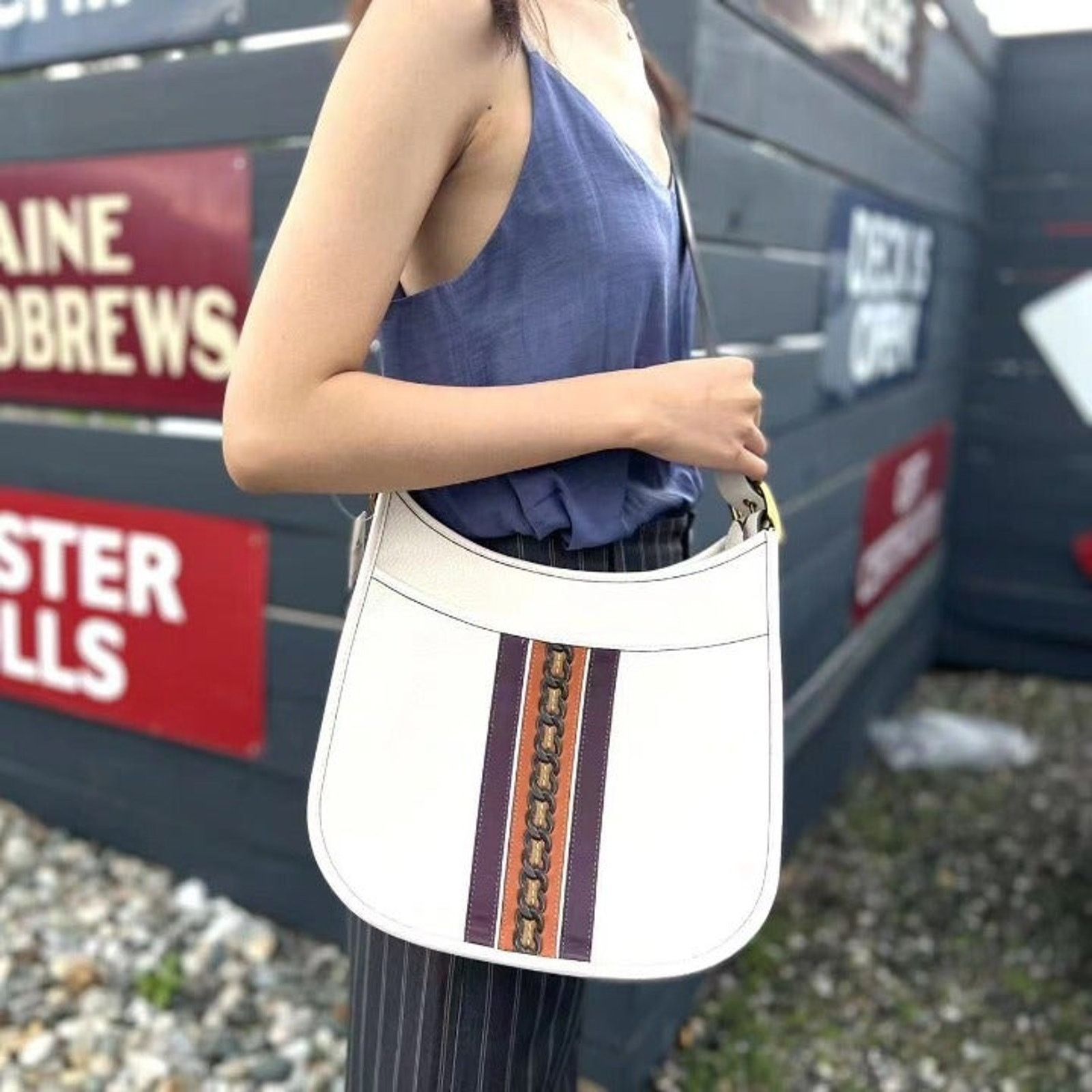 Coach Coach 89122 Varsity Stripe Emery Shoulder/Crossbody B4/Chalk Size ONE SIZE - 1 Thumbnail