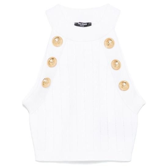 Balmain BALMAIN Women Tops EF1AB390 KB07 0FA WHITE Size M / US 6-8 / IT 42-44 - 1 Thumbnail