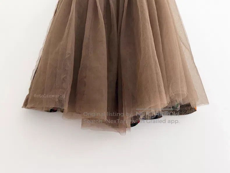 Comme des Garcons Comme Des Garcons size F Patchwork Printed Tulle Skirt Size 23" - 5 Thumbnail