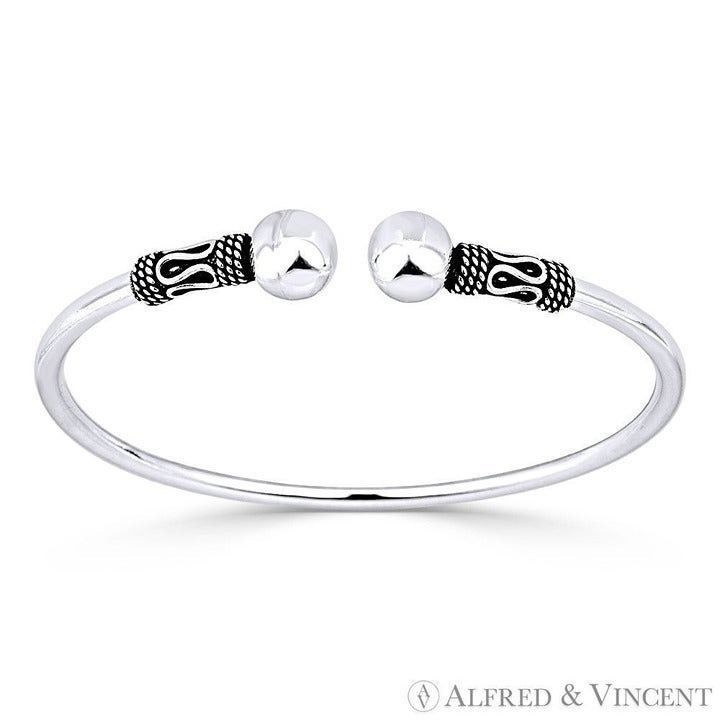 Other 8mm Polished Double Ball End Open Cuff Bangle Size ONE SIZE - 1 Preview