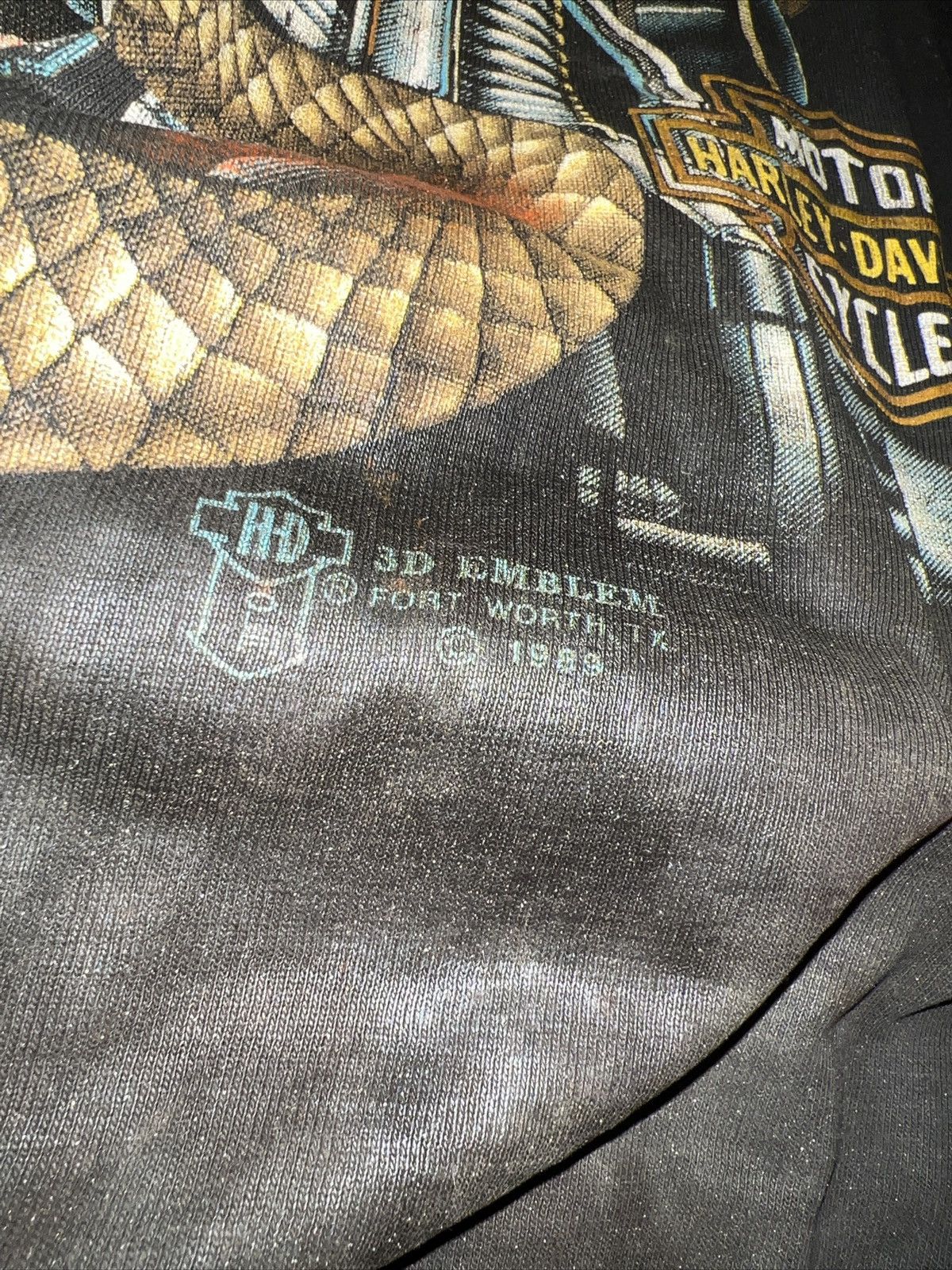 Harley Davidson × Vintage VTG 80s Harley Davidson Thrashed LS 3D Emblem Snake Patches Size US XL / EU 56 / 4 - 8 Thumbnail