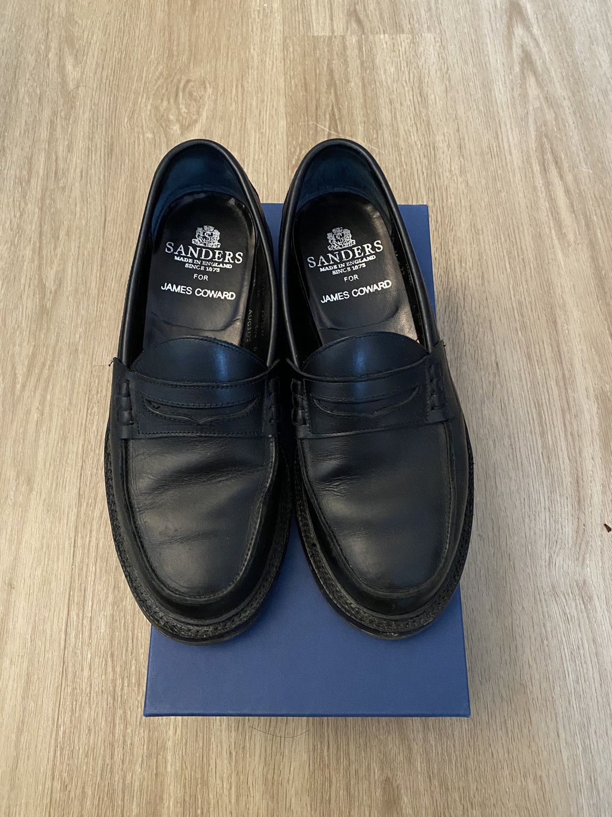 image of James Coward x Sanders Peaceful Beef Roll Loafer - Black Waxy Leather, Men's (Size 9)
