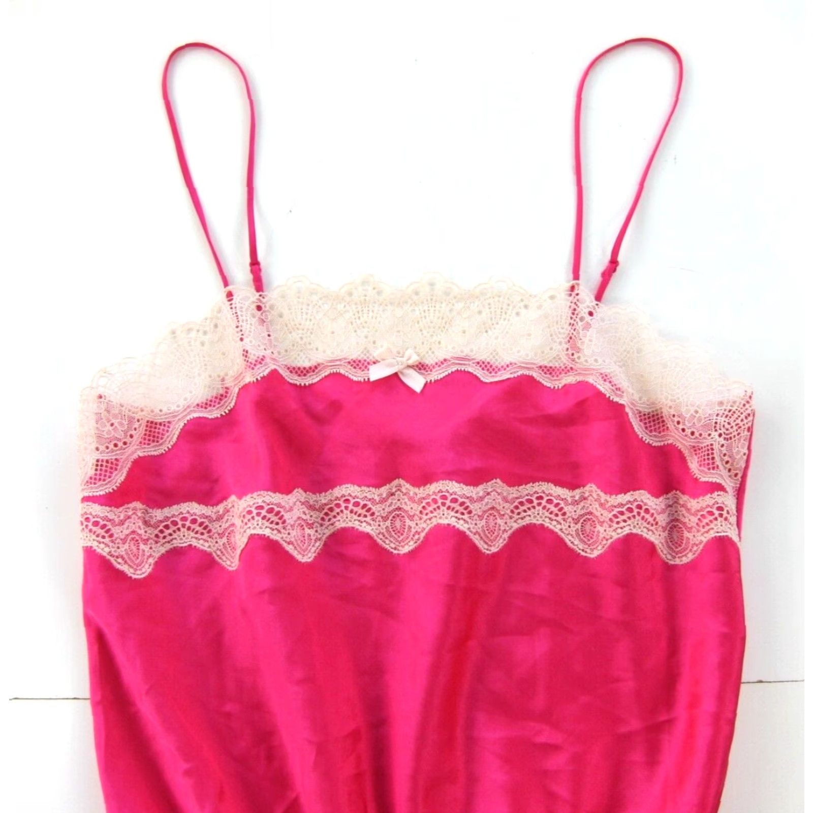 Vintage Victoria's Secret Bright Pink Sexy Lace Spaghetti Strap Lingerie Shorts Romper M Size 32" / US 10 / IT 46 - 4 Thumbnail