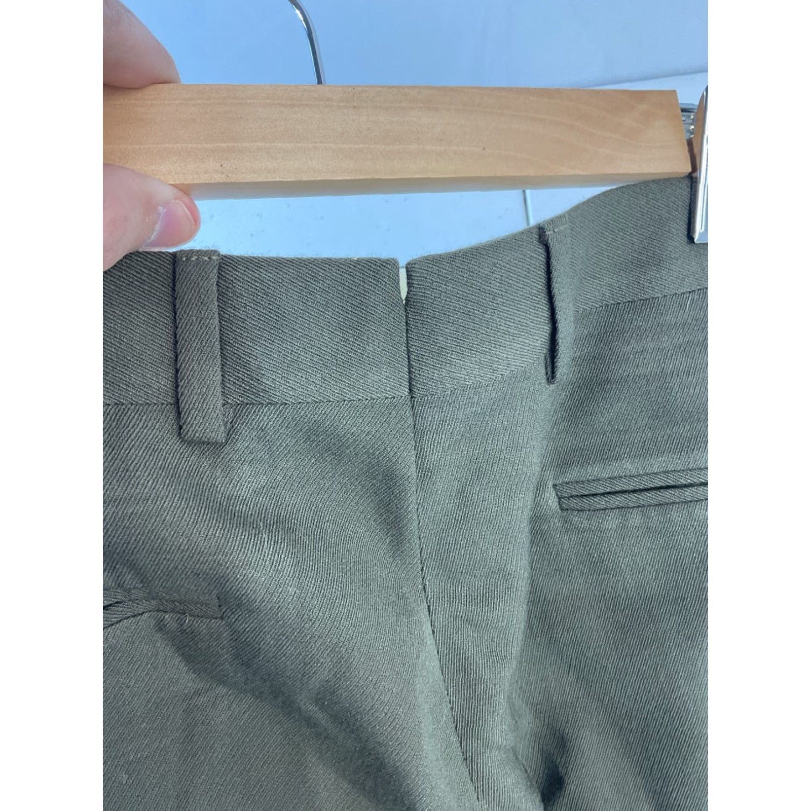 VINTAGE Polo Ralph Lauren Dress Pants Mens Wool Green 90s Preppy 34x30 Straight Front Dry Clean Only Suspenders