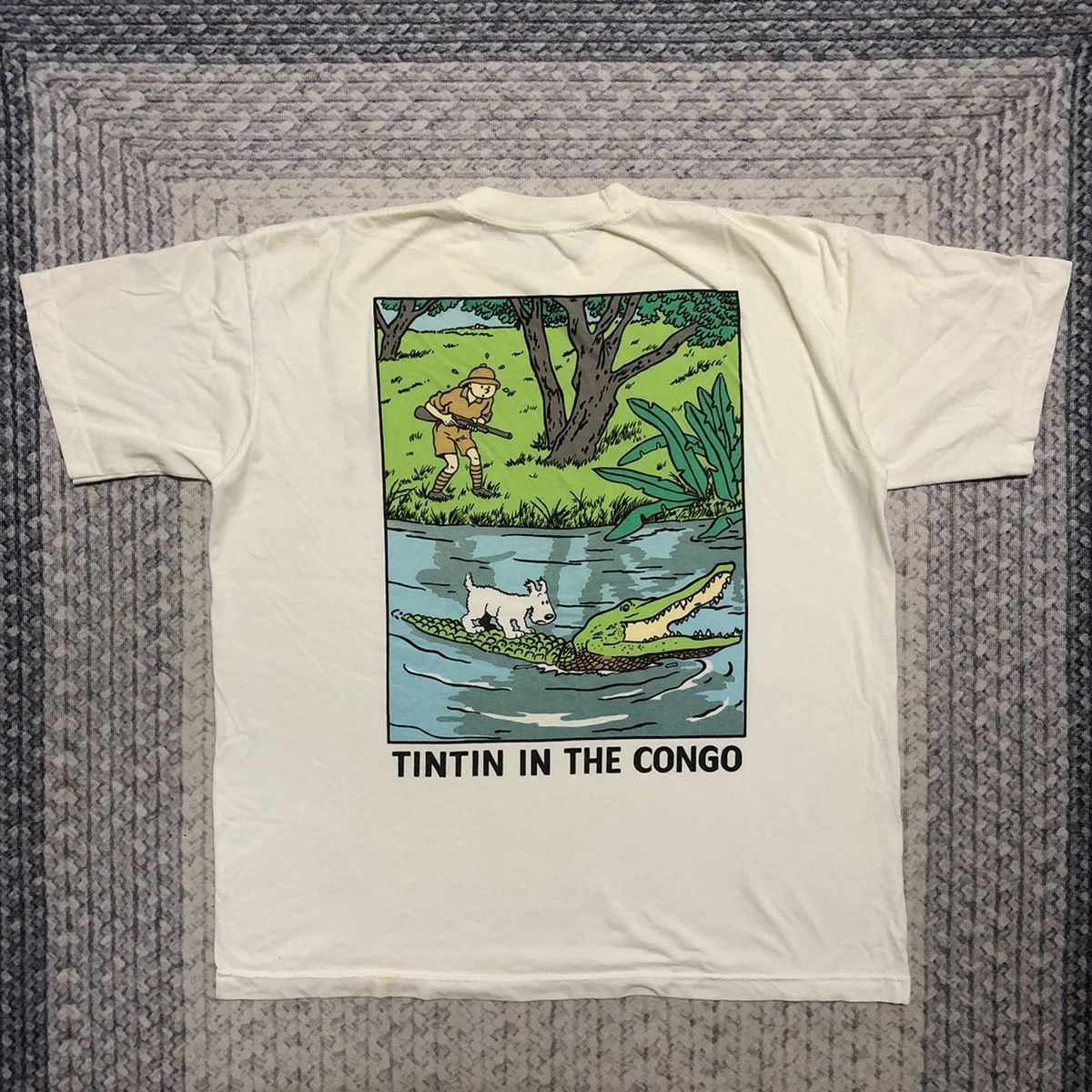 Cartoon Network Rare Distressed Vintage 90s Tintin in the Congo Cartoon Tees Size US XL / EU 56 / 4 - 1 Thumbnail