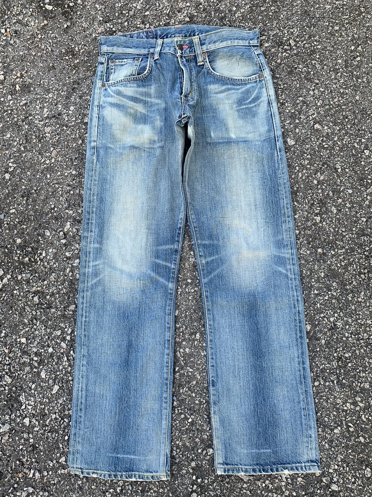 VINTAGE EDWIN 504 JAPANESE FADED & RUSTY DISTRESSED DENIM