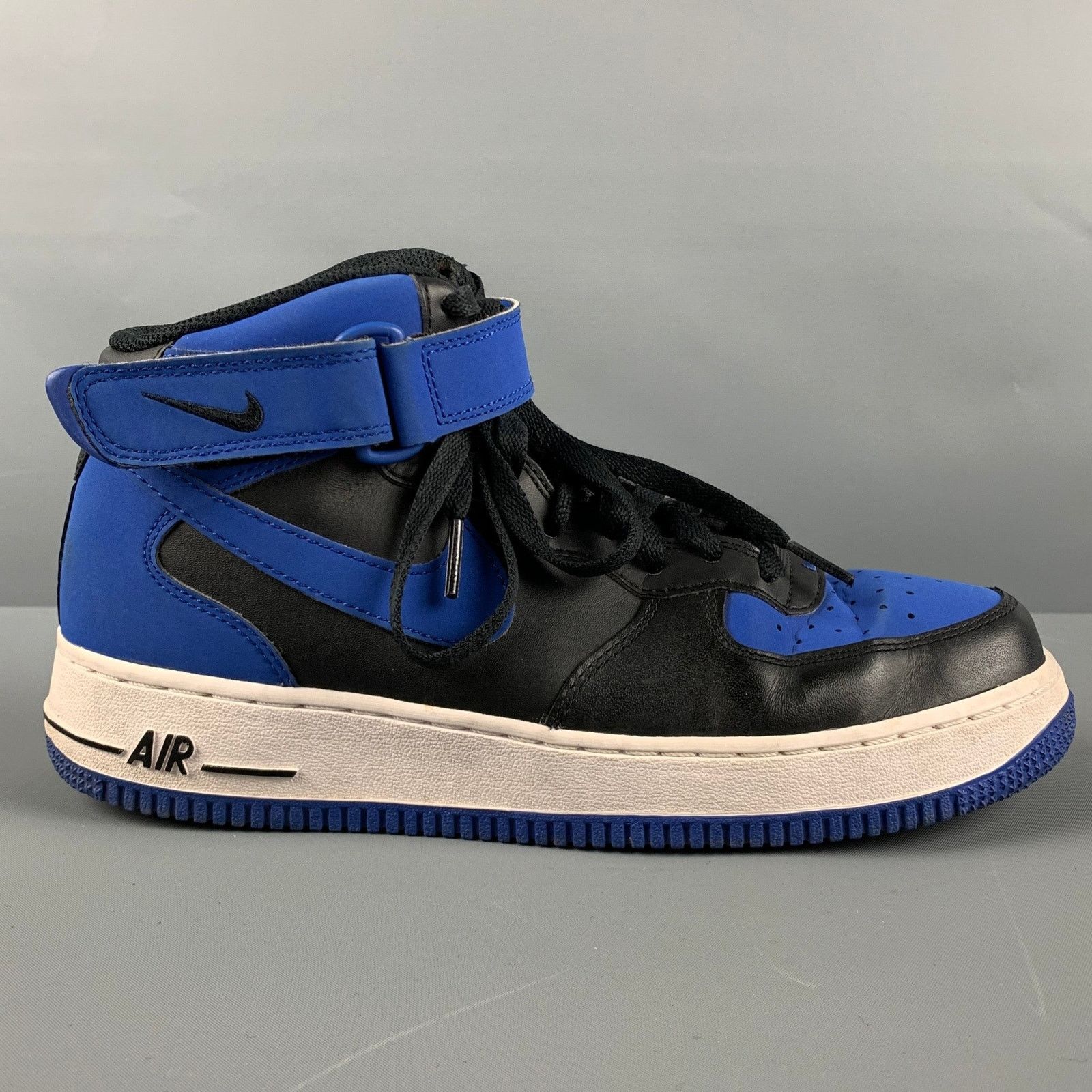 Nike NIKE Size 8 Blue Black Leather Color Block High Top Sneakers Size US 8 / IT 38 - 2 Thumbnail