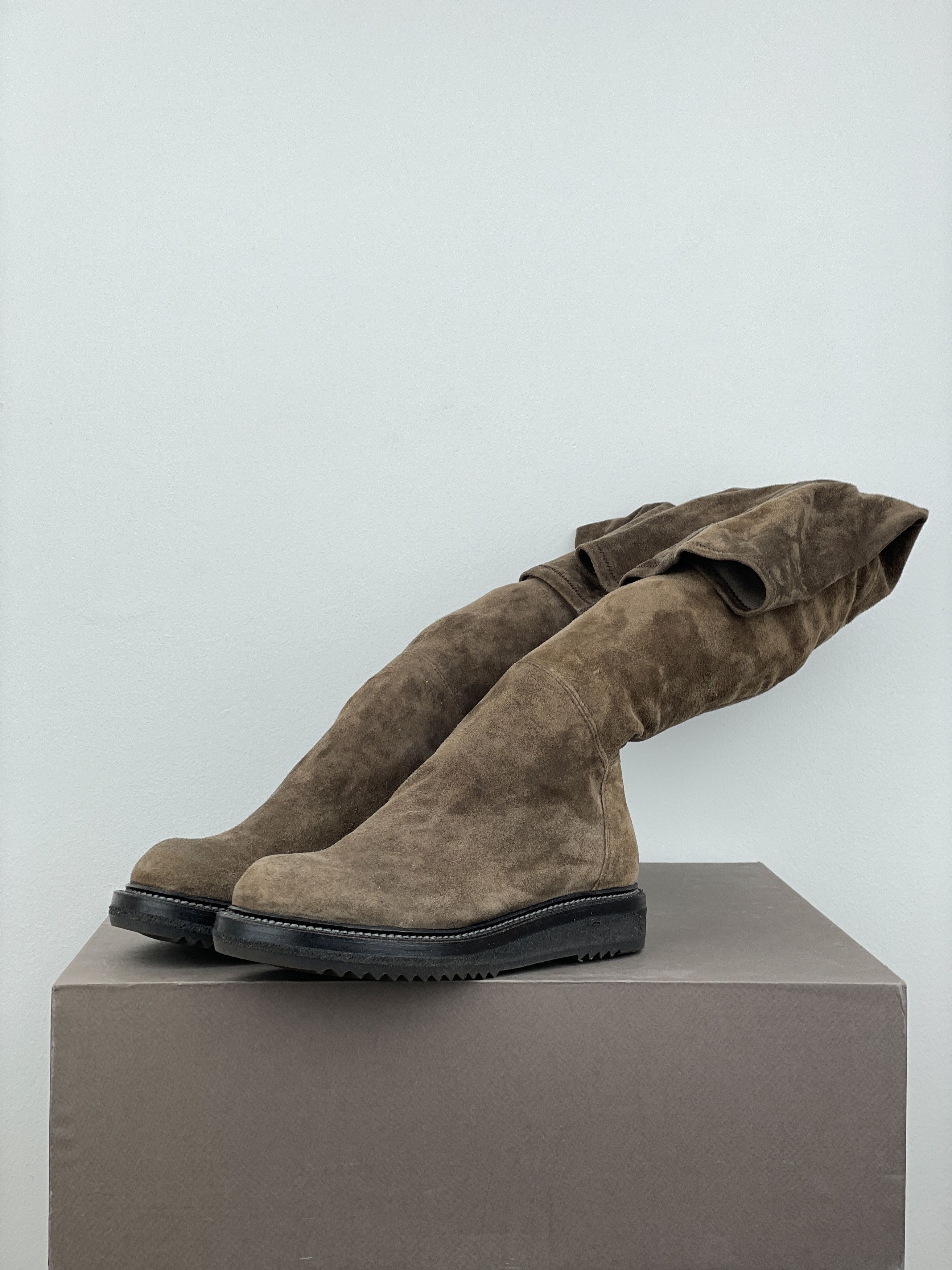 Rick Owens AW15 'Sphinx' Suede Thigh High Stocking Creeper Boots Size US 5 / IT 35 - 1 Thumbnail
