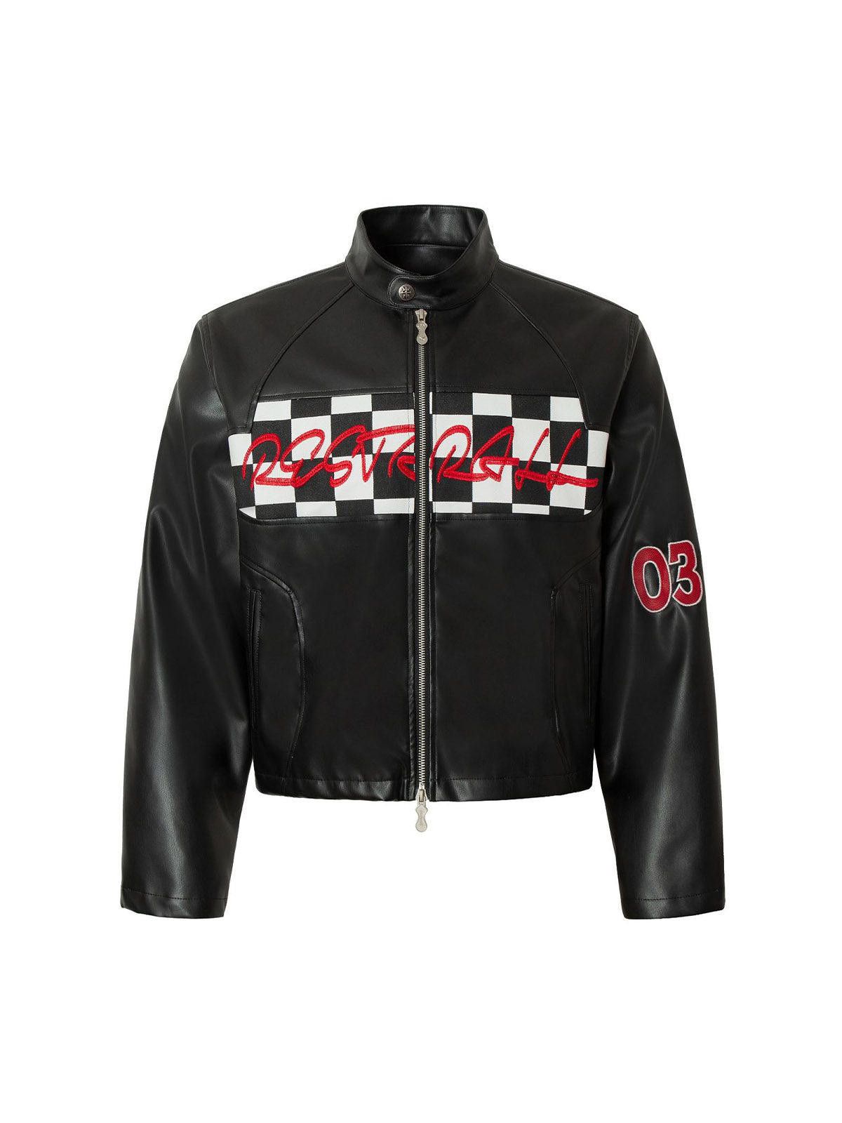 Japanese Brand Plaid Stitching Motorcycle Leather Jacket Size US M / EU 48-50 / 2 - 1 Thumbnail