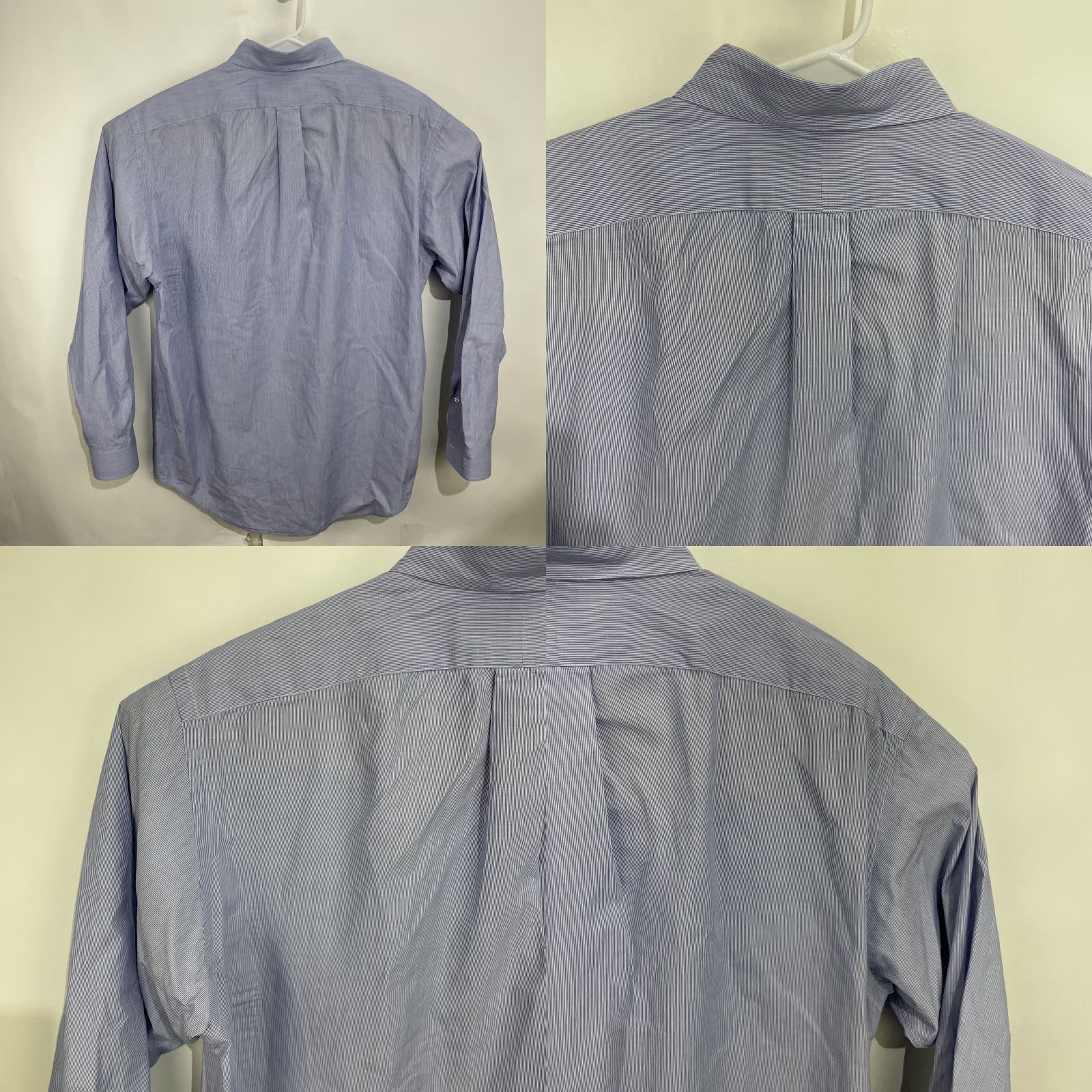 Ralph Lauren Vintage Ralph Lauren Mens Dress Shirt Yarmouth Striped Blue White 16 34/35 100% Cotton with Embroidered Pony Button-Down Collar Size 42R - 9 Thumbnail