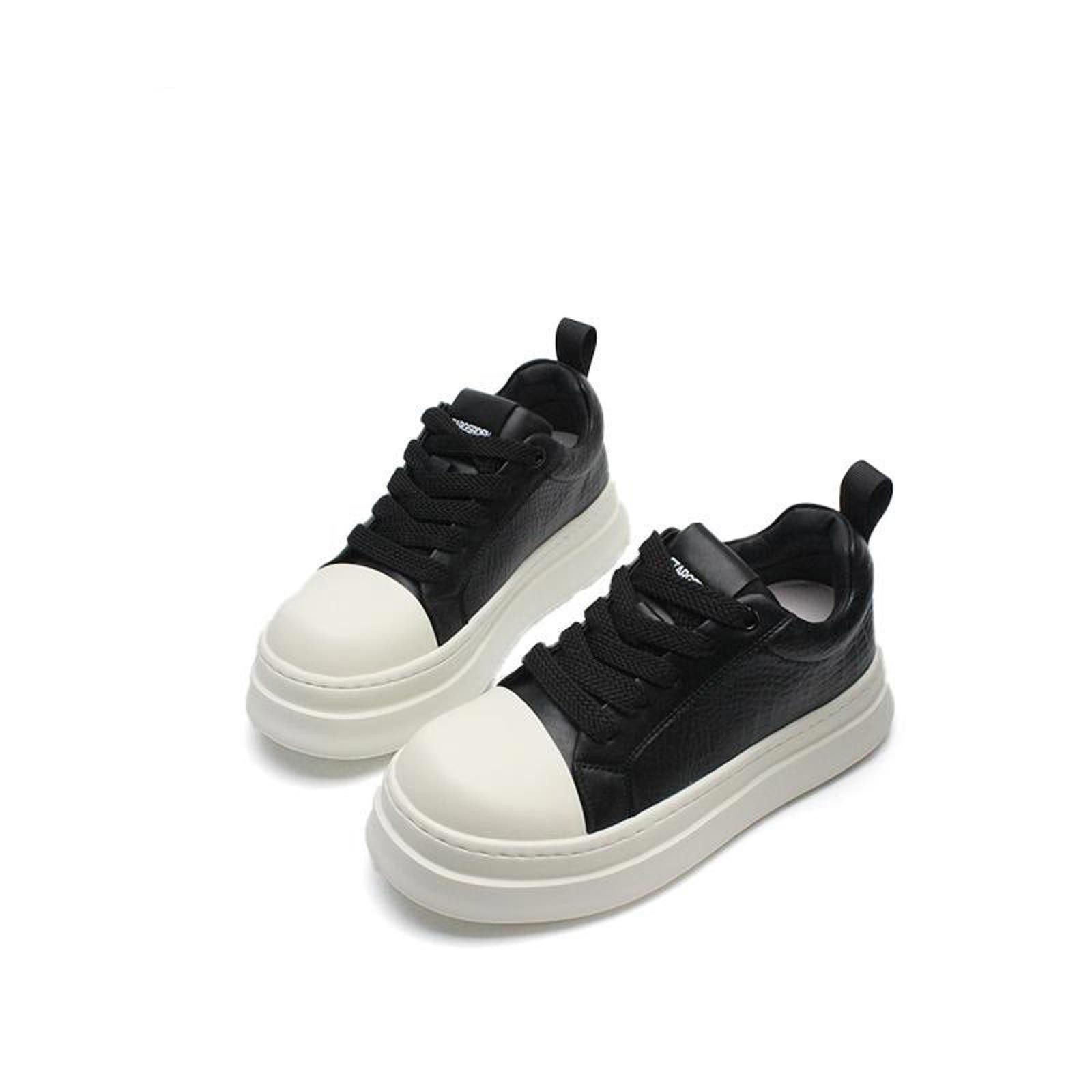 Japanese Brand Black Platform Sneakers with White Toe Cap, Chunky Sole Size US 9 / EU 42 - 3 Thumbnail