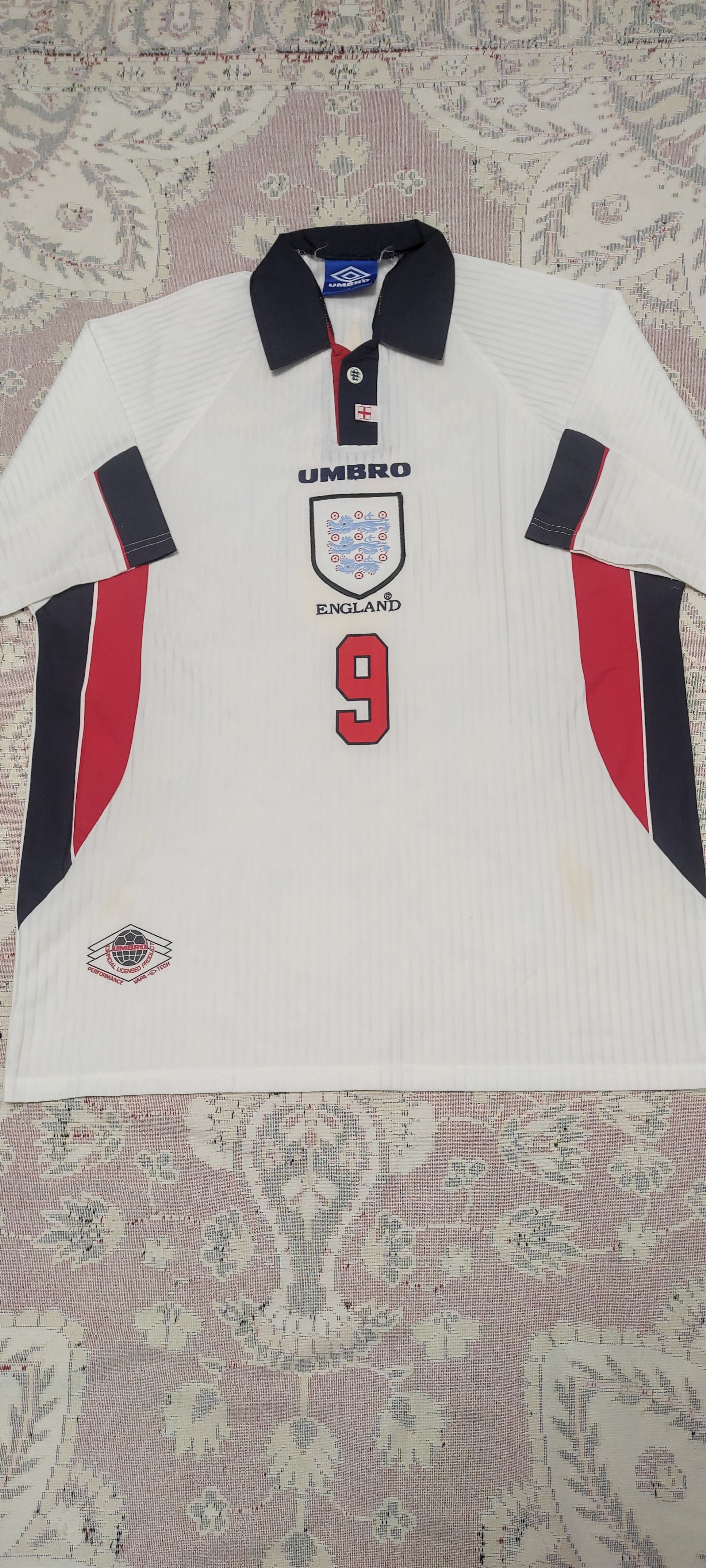 Umbro England #9 Shearer Home футболка 1997 - 1999 Rare Size US XL / EU 56 / 4 - 2 Thumbnail