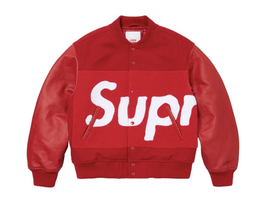 Supreme Supreme 24SS Big Logo Chenille Varsity Jacket Red L in