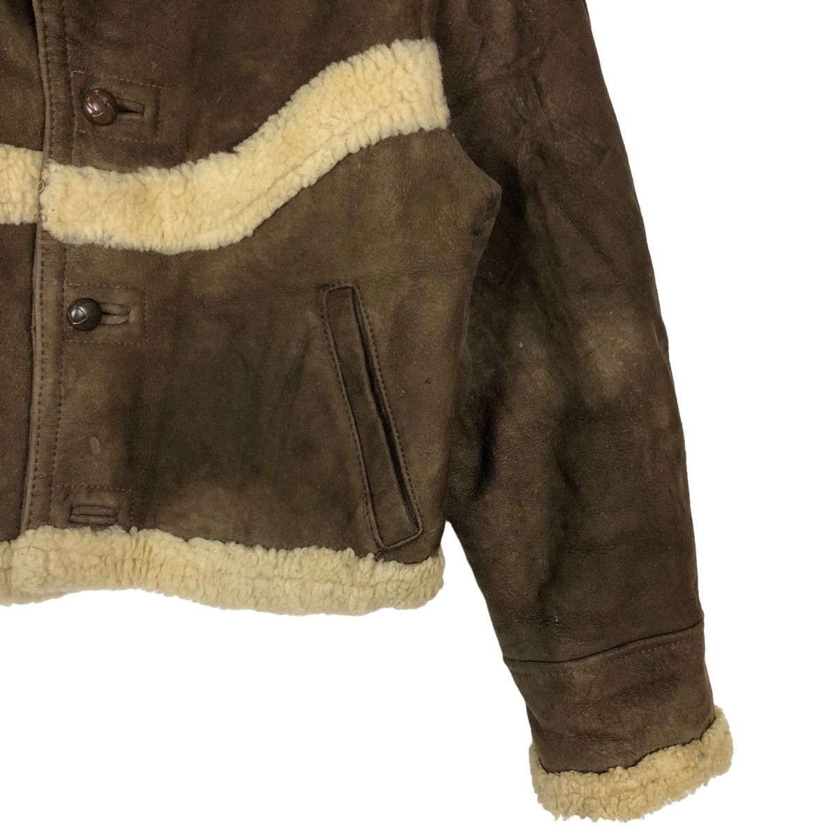 Japanese Brand Vintage Cropped Ontime Genuine Leather Jacket Sheep Lamb Fur Size US M / EU 48-50 / 2 - 4 Thumbnail