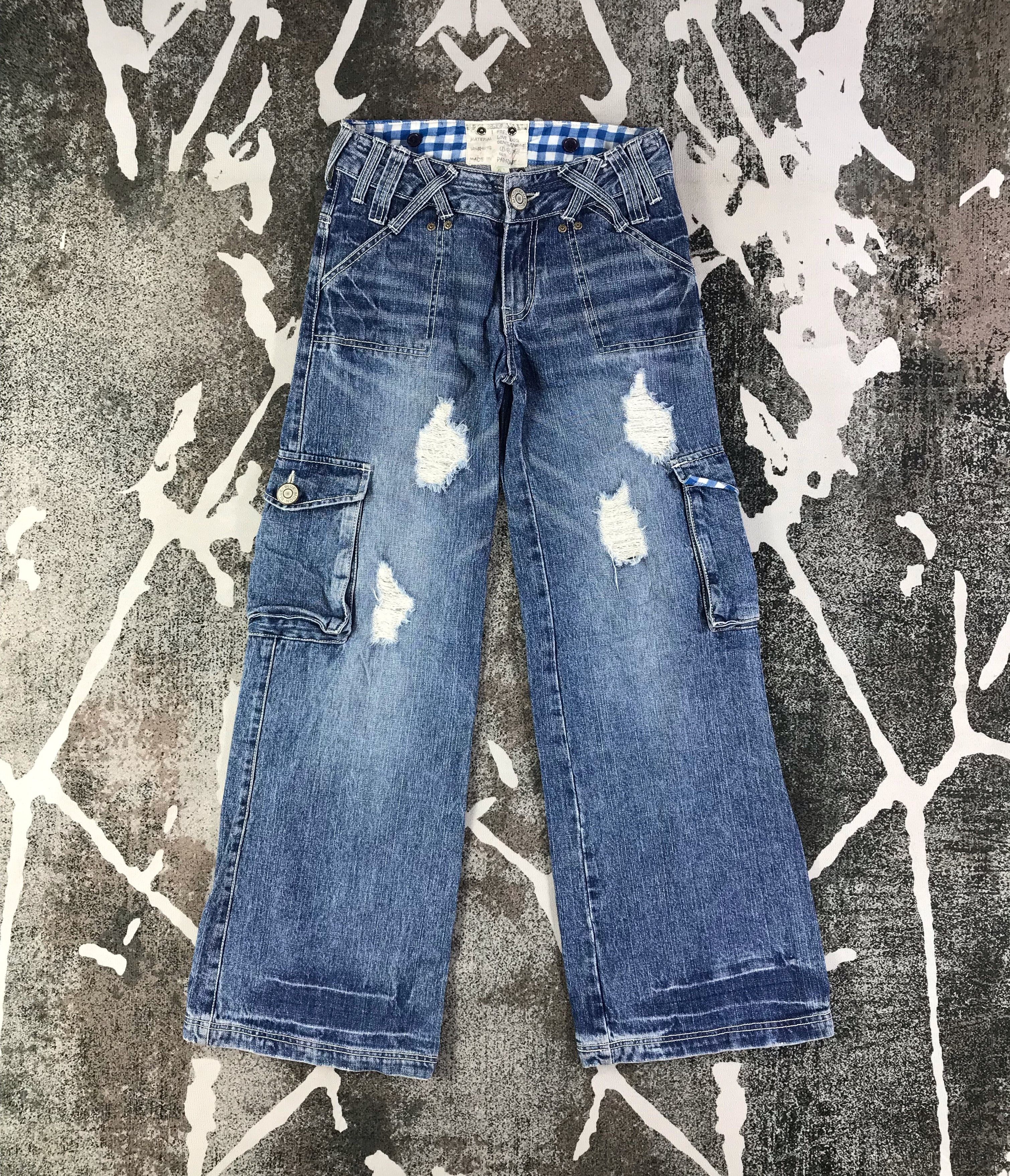 Japanese Brand Blue Moon Blue Cargo Jeans Multi Pocket Flare Denim KJ1536 Size 28" / US 6 / IT 42 - 1 Thumbnail