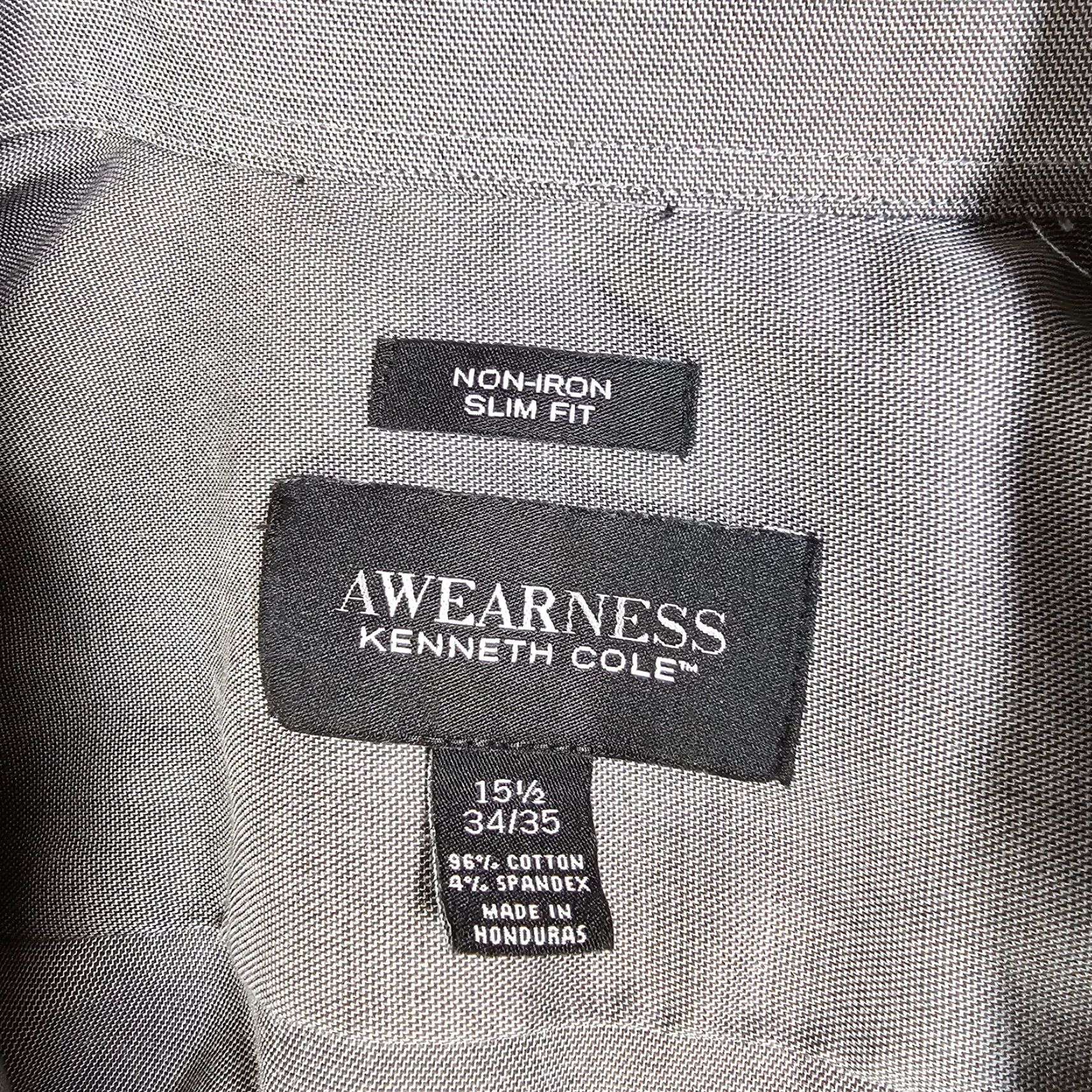 Kenneth Cole Kenneth Cole Shirt Mens 15.5 34/35 Medium Gray Cotton Dress Formal Awearness Size 42R - 2 Thumbnail