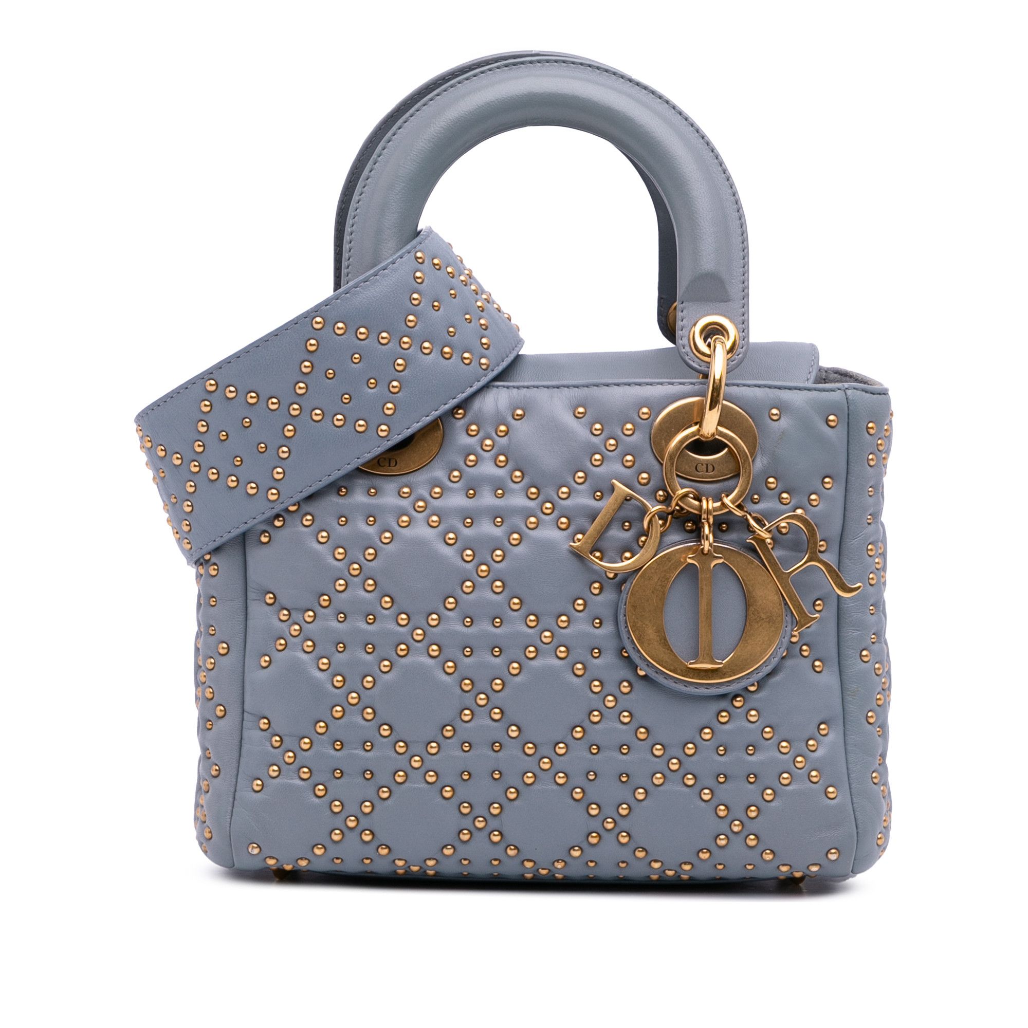 Dior Small Lambskin Cannage Studded Supple Lady Dior