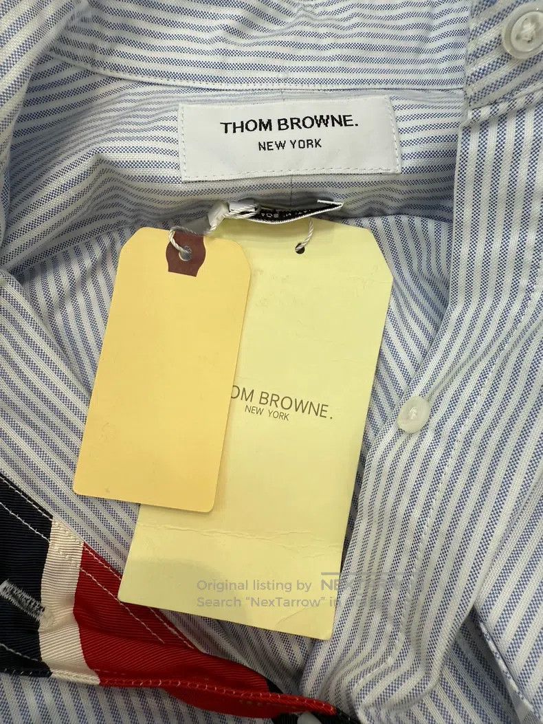 Thom Browne Thom Browne Blue and White Striped Cotton Lapel Long-Sleev Size XS / US 0-2 / IT 36-38 - 5 Thumbnail