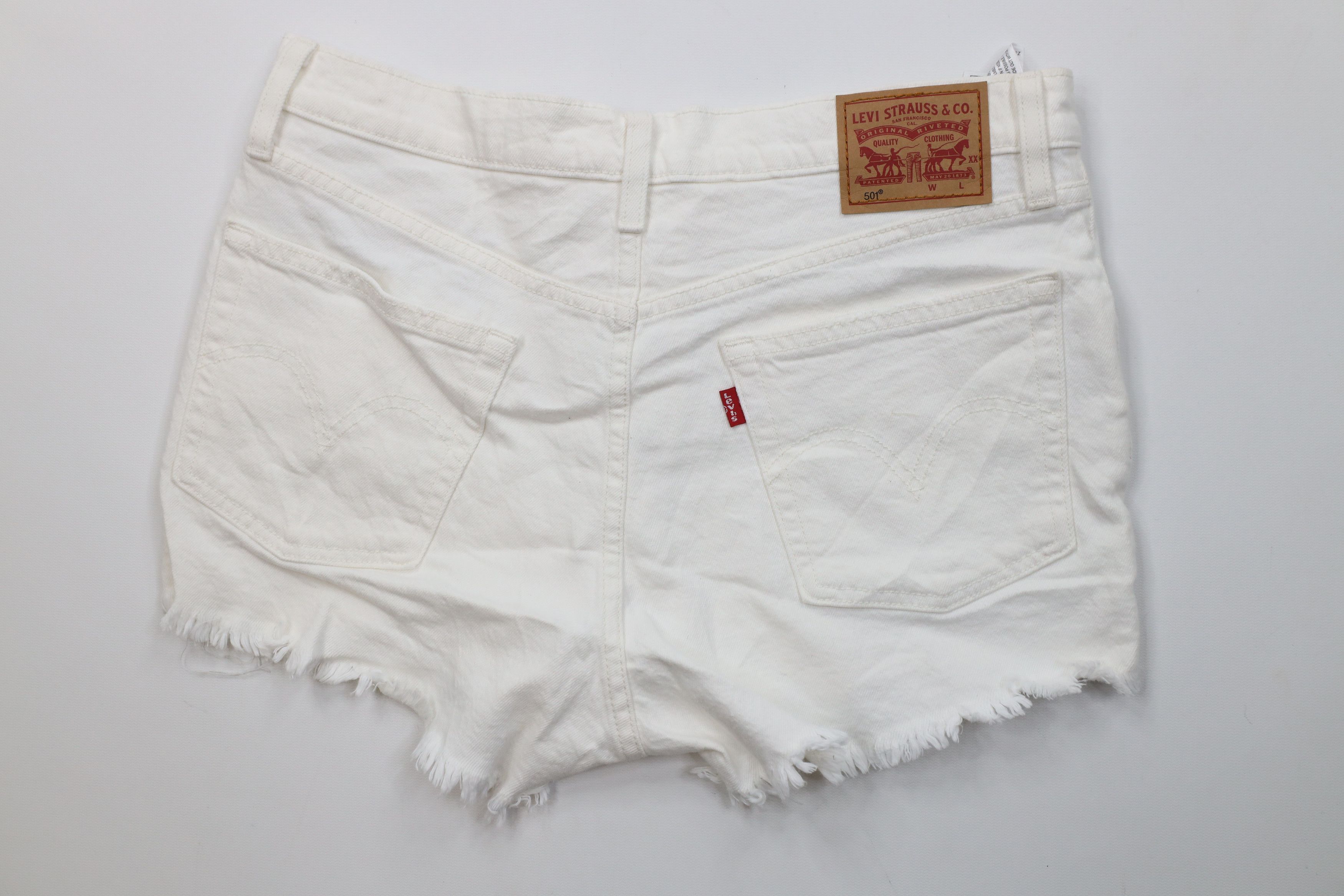 Levi's Vintage Y2K Levis 501xx Fly Cut Off Denim Jean Shorts White Size 28" / US 6 / IT 42 - 8 Thumbnail