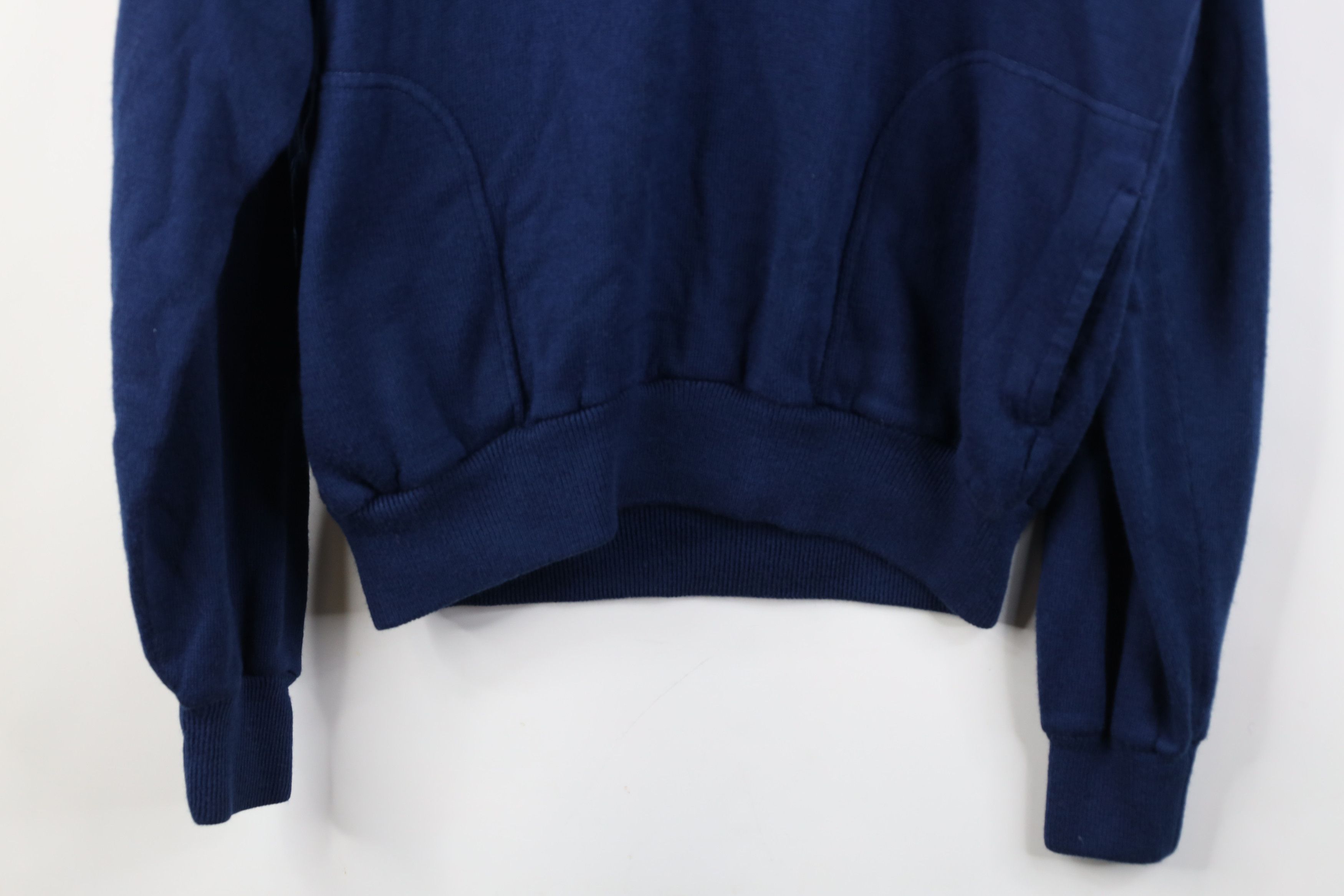 Vintage Vintage 70s Streetwear Hood Knit Hoodie Sweater Blue USA Size US L / EU 52-54 / 3 - 3 Thumbnail