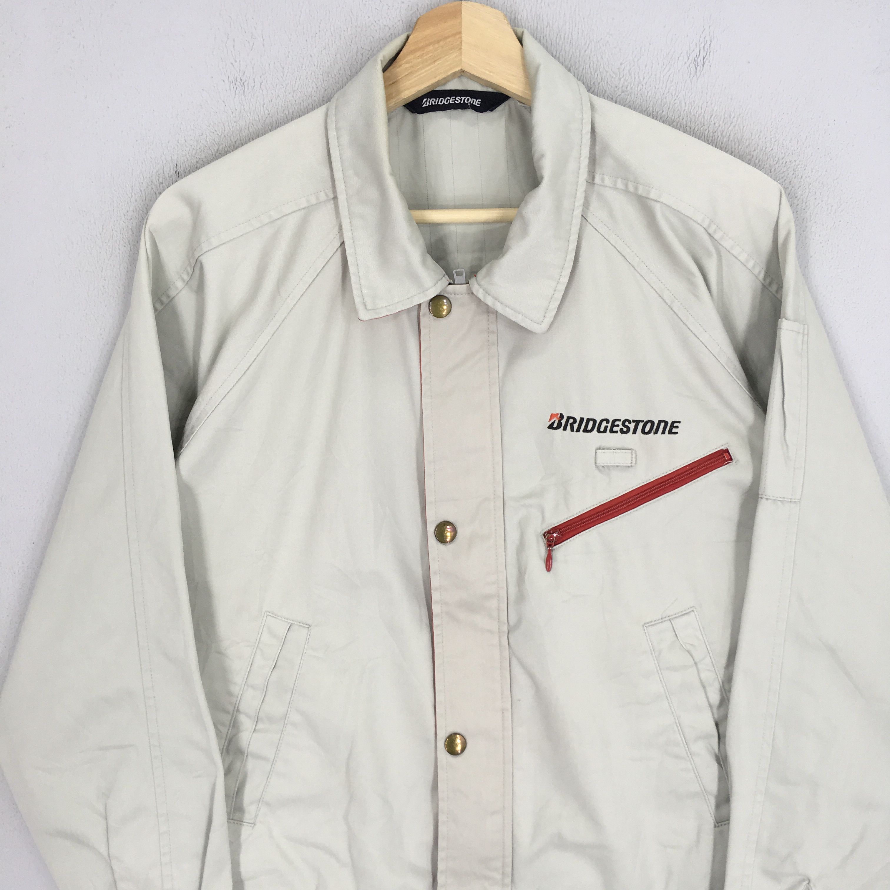 Japanese Brand × Vintage Vintage 90s Bridgestone Racing Car Grey Worker Jacket Size US M / EU 48-50 / 2 - 3 Thumbnail