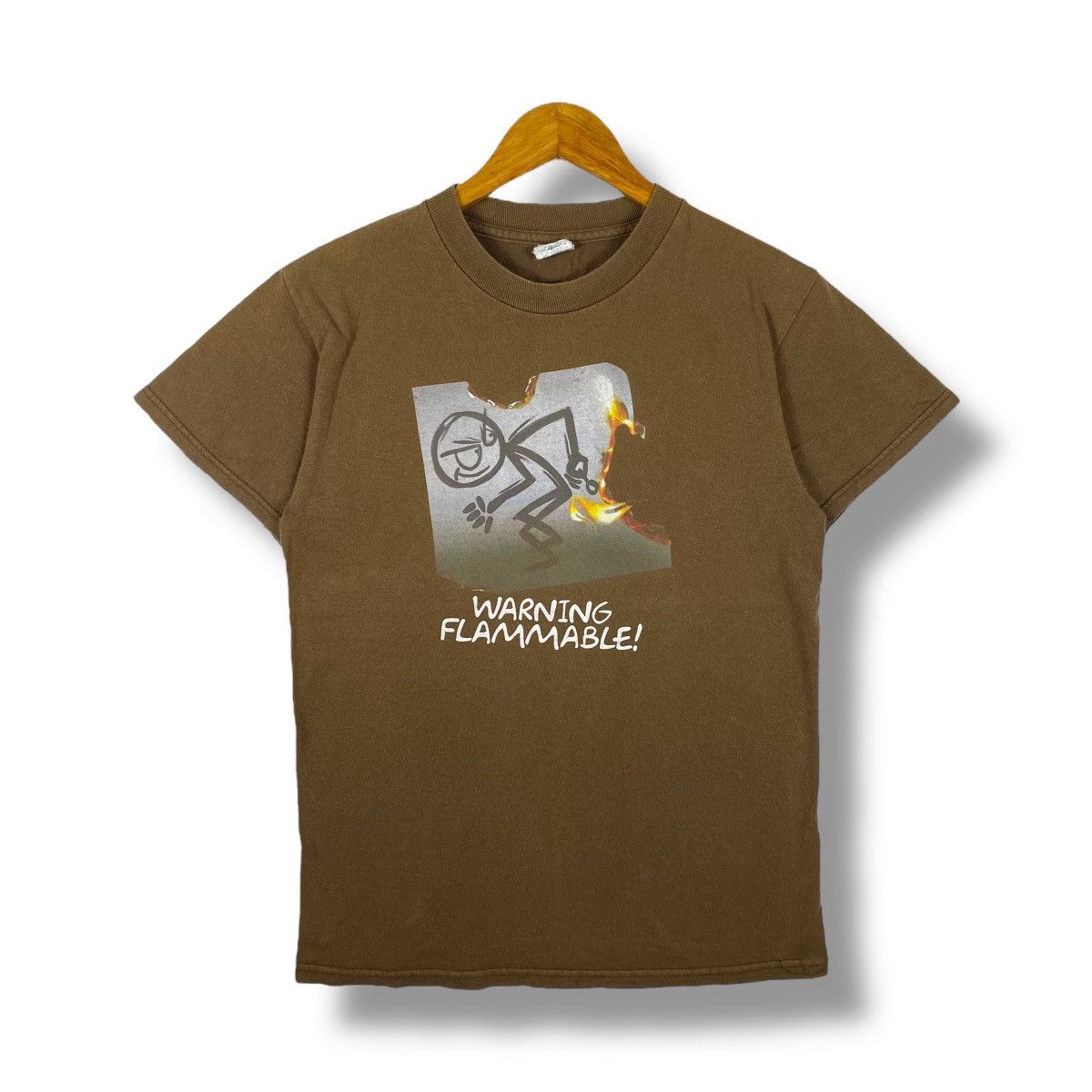 Vintage Vintage 00's Humor WARNING FLAMMABLE Fart Graphic Tee Shirt Size US S / EU 44-46 / 1 - 1 Thumbnail