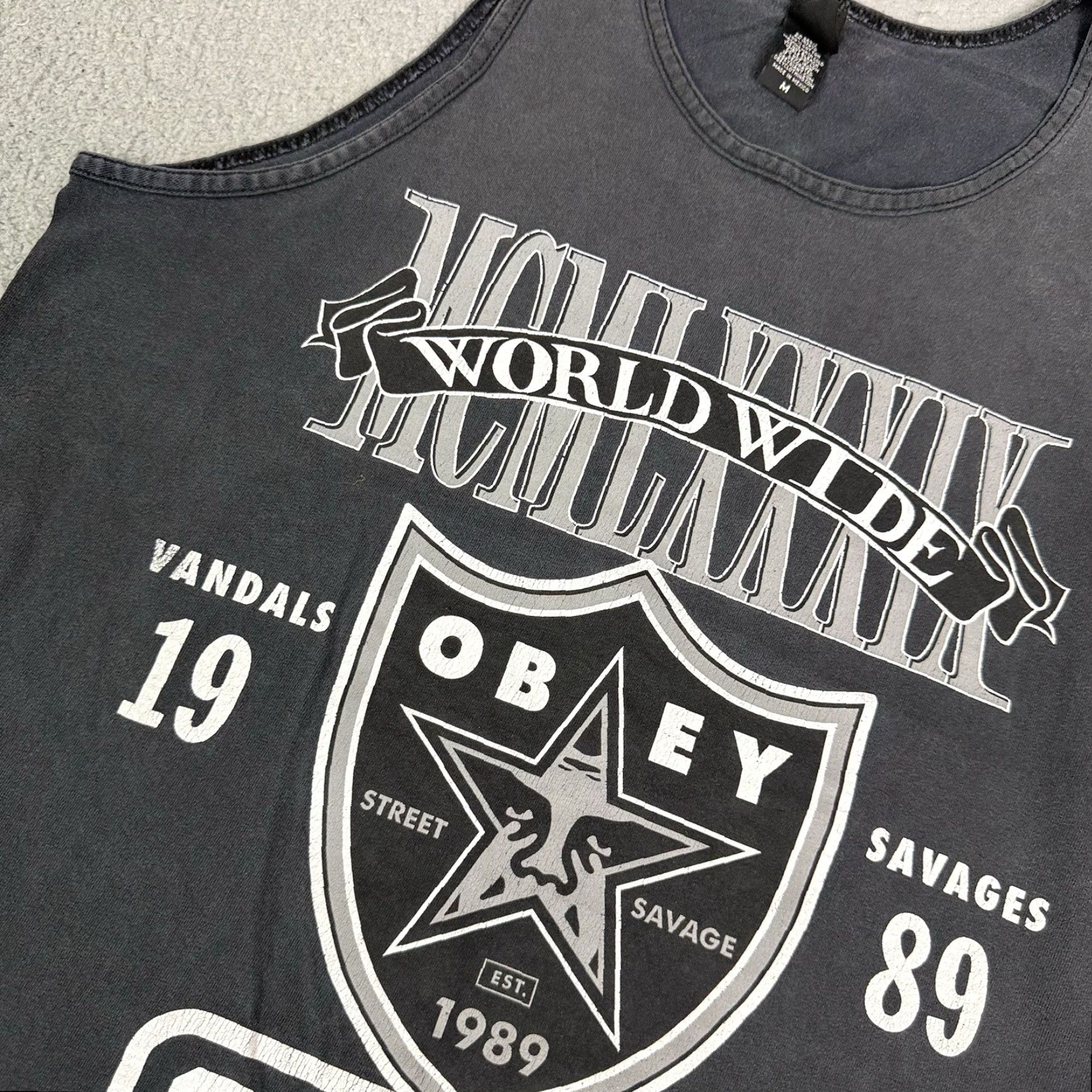 Obey OBEY Tank Top Mens M Black Shield Graphic Sleeveless Shirt Skate Streetwear Crew Neck T-Shirt Size US M / EU 48-50 / 2 - 3 Thumbnail