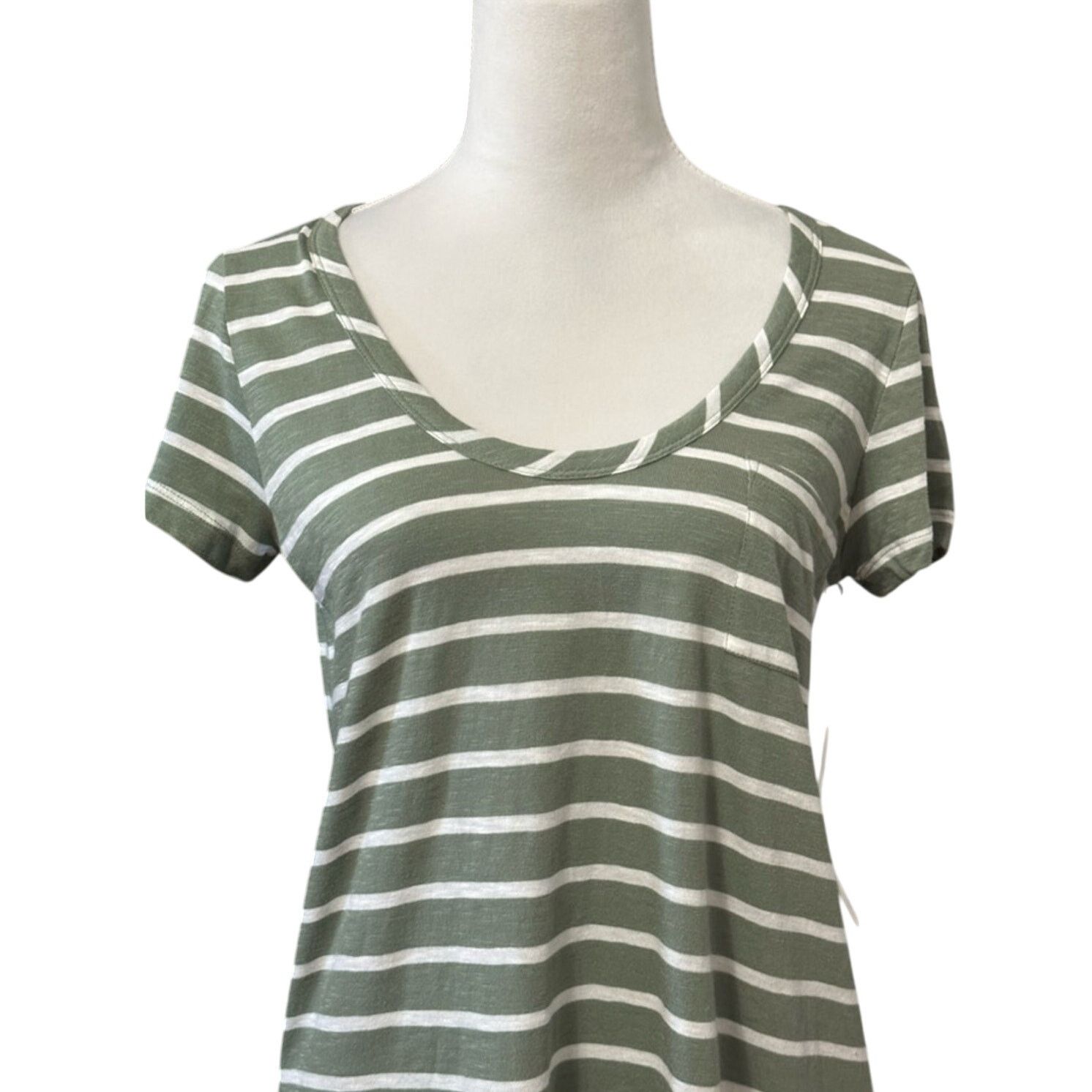 Other Caslon T-Shirt Crew Neck Striped Green White Women's S NWT Size S / US 4 / IT 40 - 2 Thumbnail