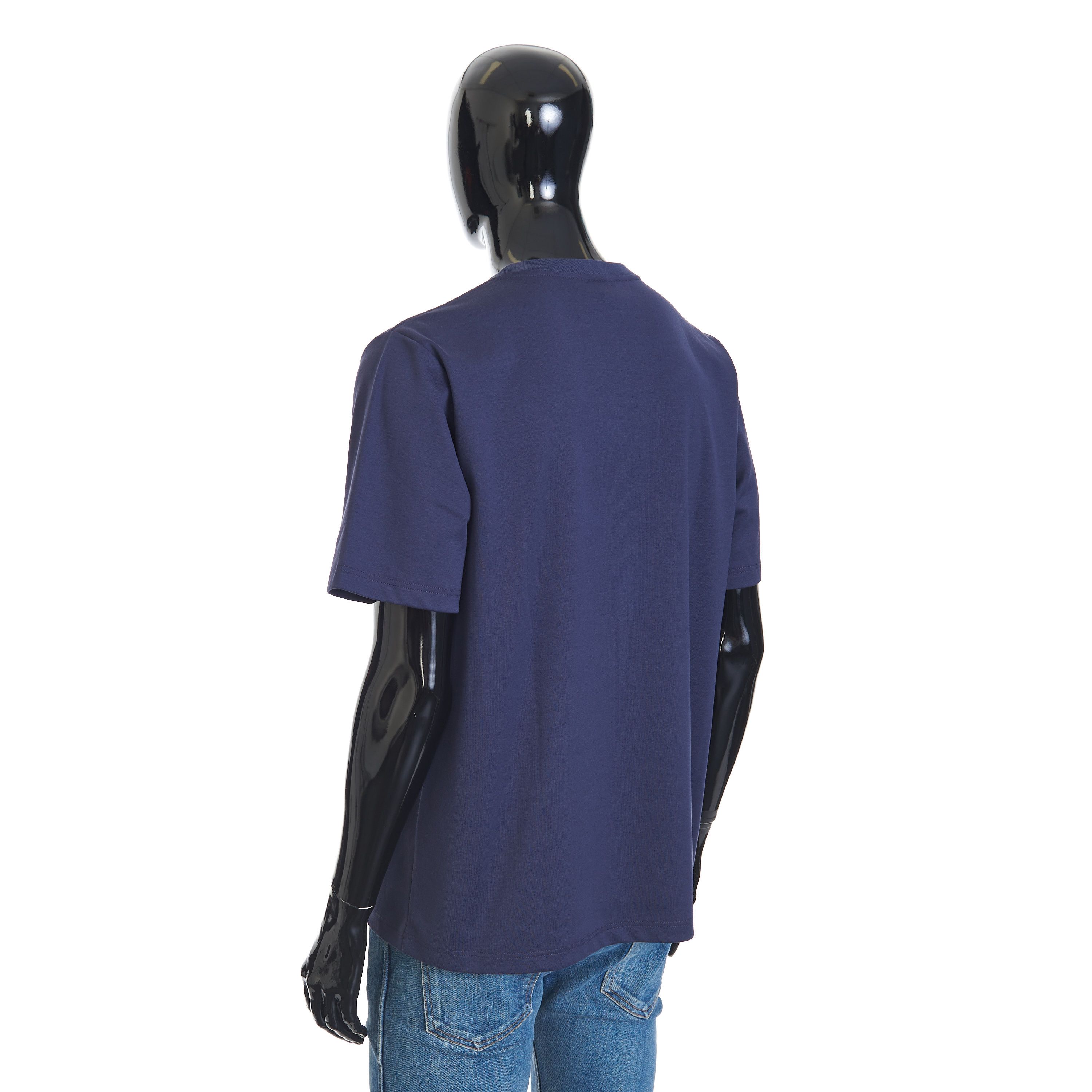 Berluti Embroidered Scritto T-shirt In Ink Blue Cotton Size US M / EU 48-50 / 2 - 4 Thumbnail