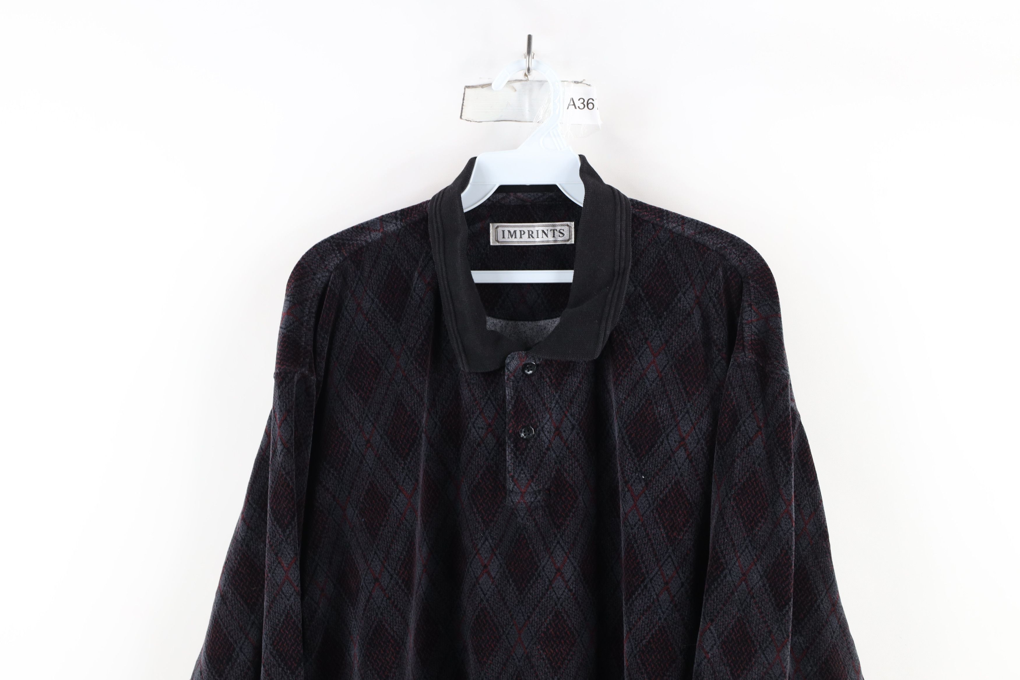 Vintage Vintage 90s Streetwear Diamond Fleece Long Sleeve Rugby Polo Size US L / EU 52-54 / 3 - 2 Thumbnail