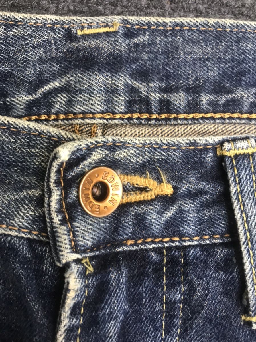 Edwin 💥Insane 90s💥 EDWIN 505x Distressed Mud Wash Selvedge Jeans Size US 31 - 8 Thumbnail