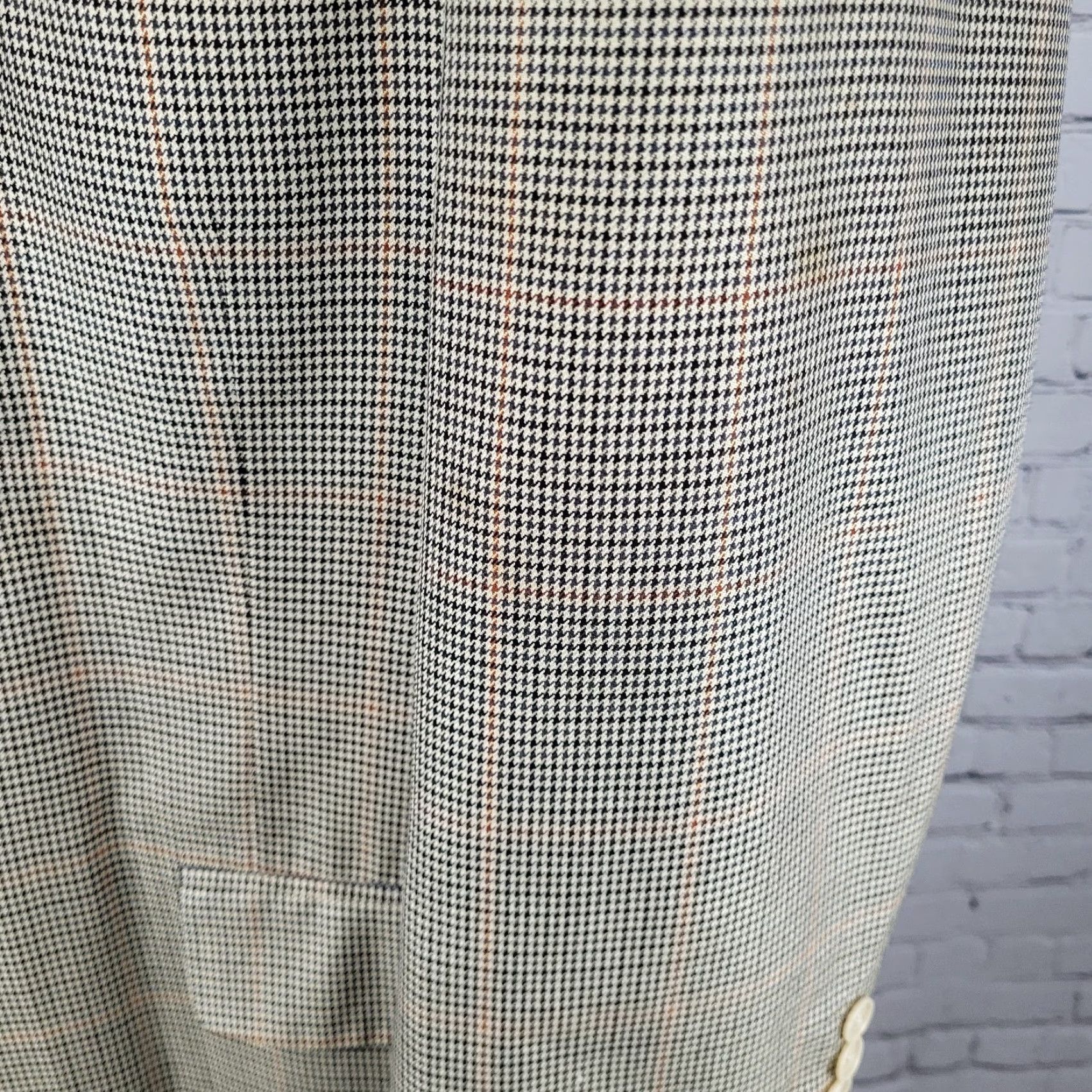 Vintage VINTAGE Haspel Cream Black Silk Wool Houndstooth Sport Coat Blazer Size 46R Mens Size 46R - 6 Thumbnail