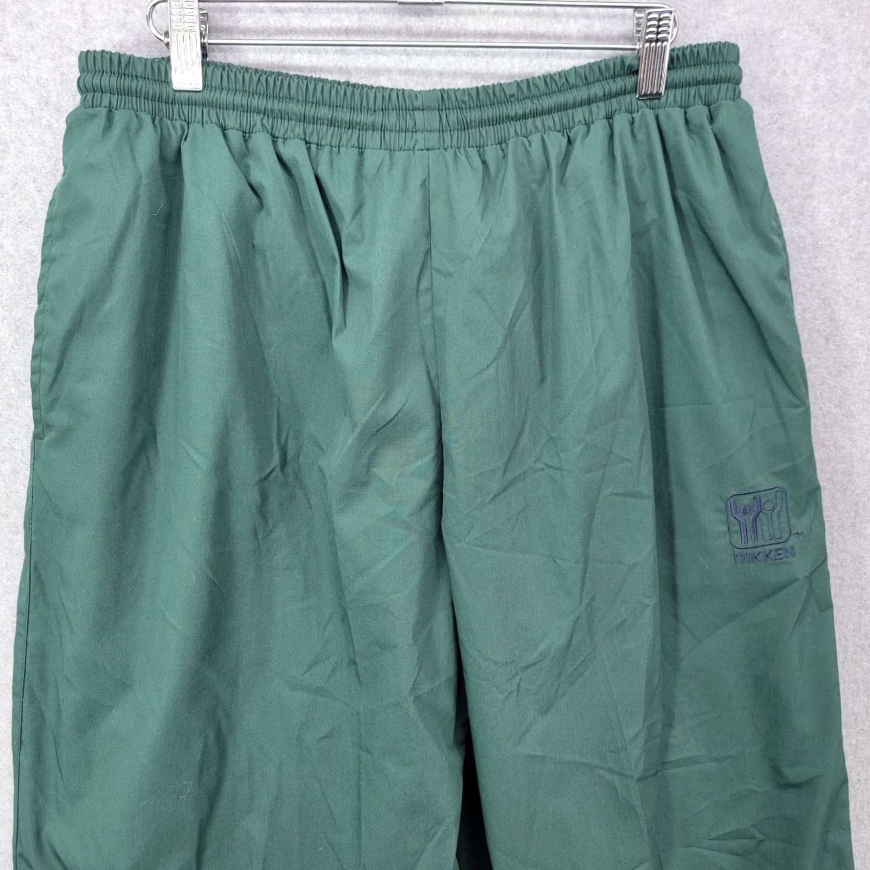 Logo 7 Vintage Nikken pants Mens Large Polyester Cotton Green Logo Track windbreaker Size US 33 - 3 Thumbnail