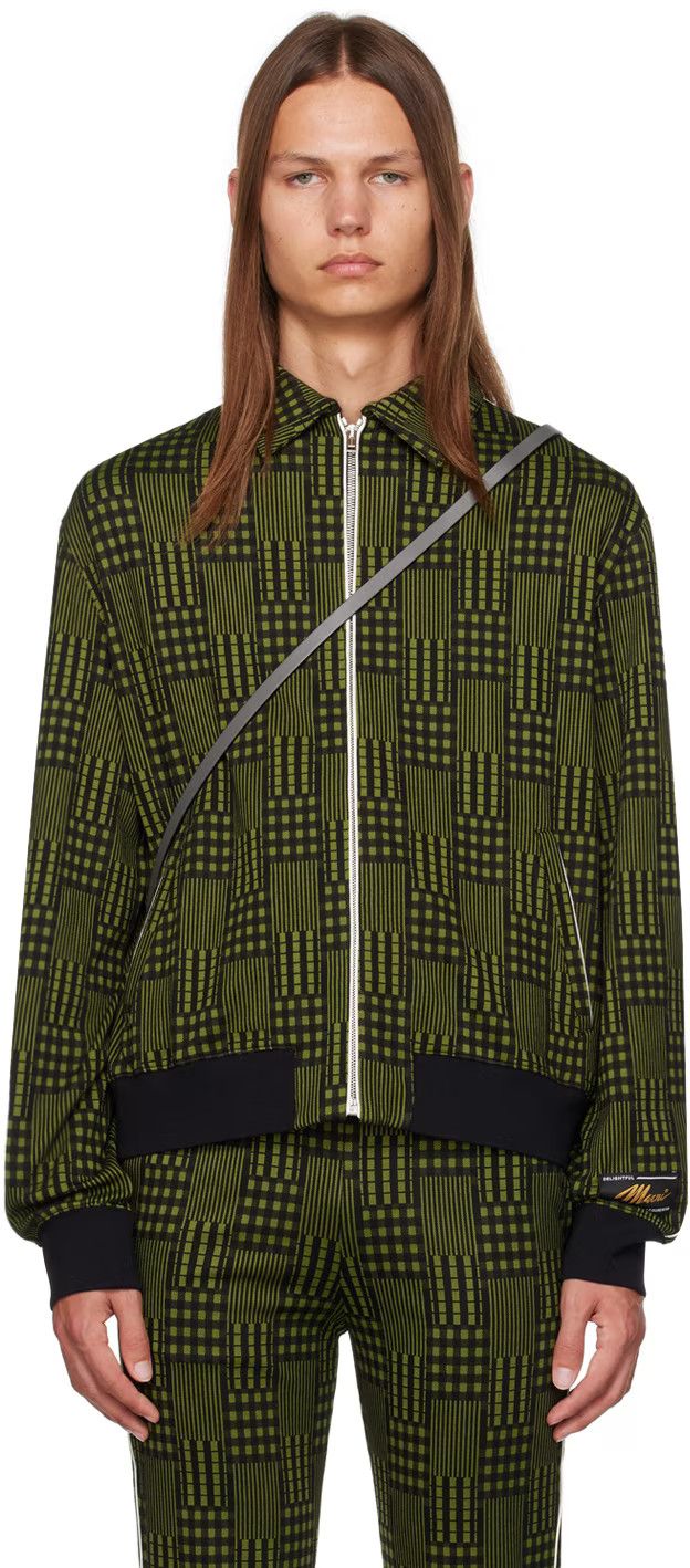 o1w1db10824 Jacquard Jacket in Green Black