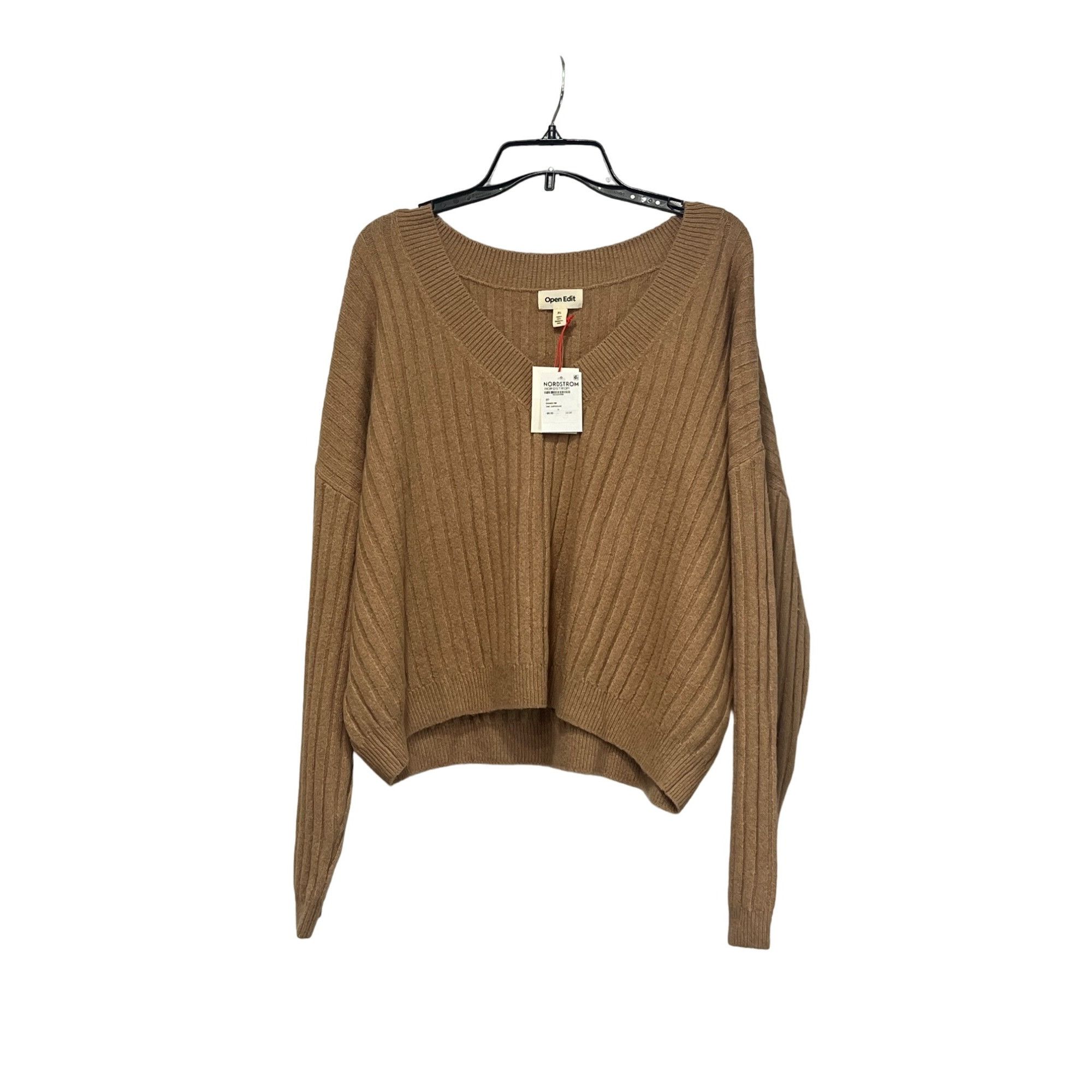 Other OPEN EDIT V-neck Rib Sweater In Tan Cartouche, Sz. XL Size XL / US 12-14 / IT 48-50 - 9 Thumbnail
