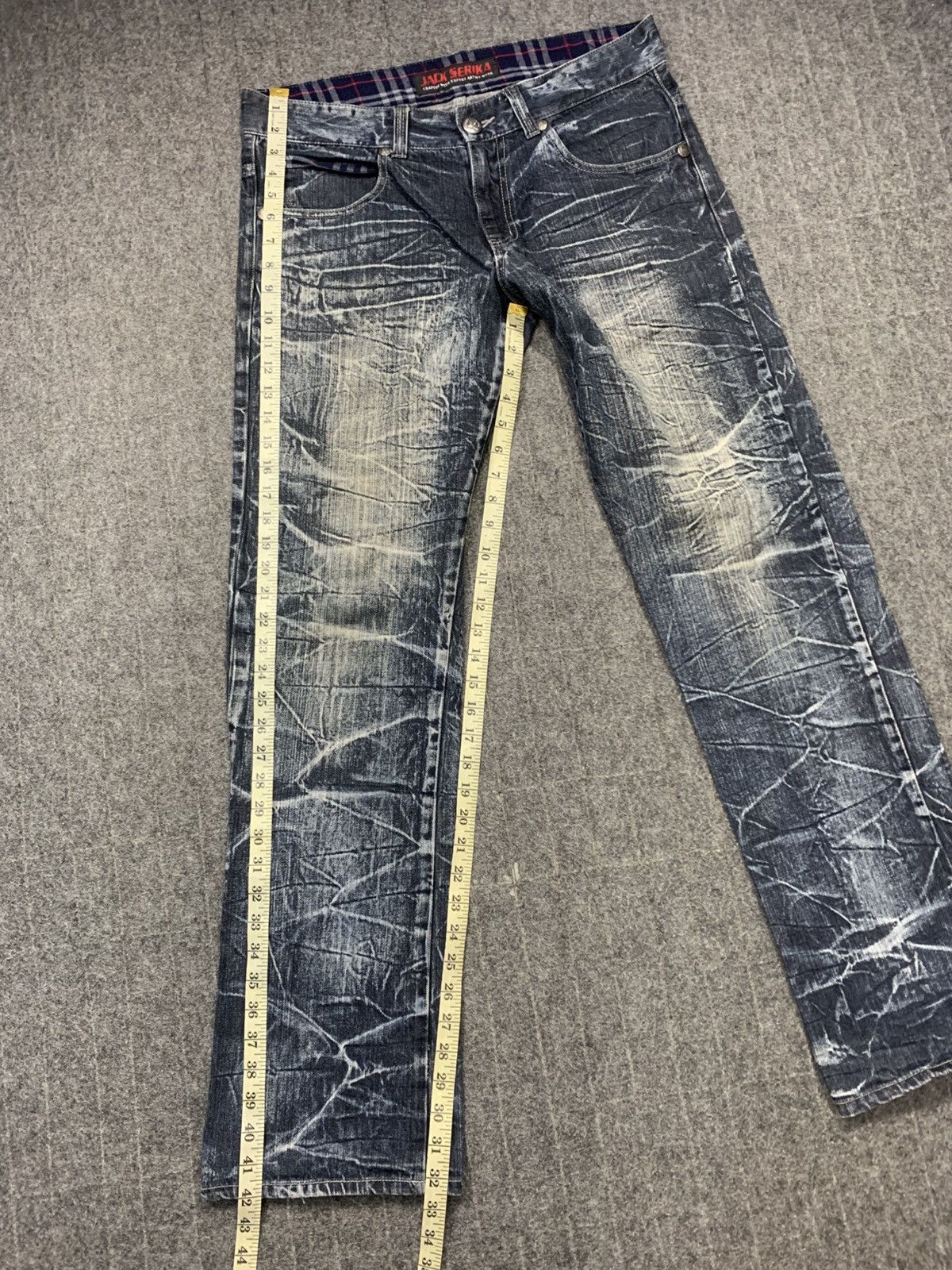 Japanese Brand Jack Serika Whisker Indigo Denim Straight Leg Zipper Pocket Size US 35 - 10 Thumbnail