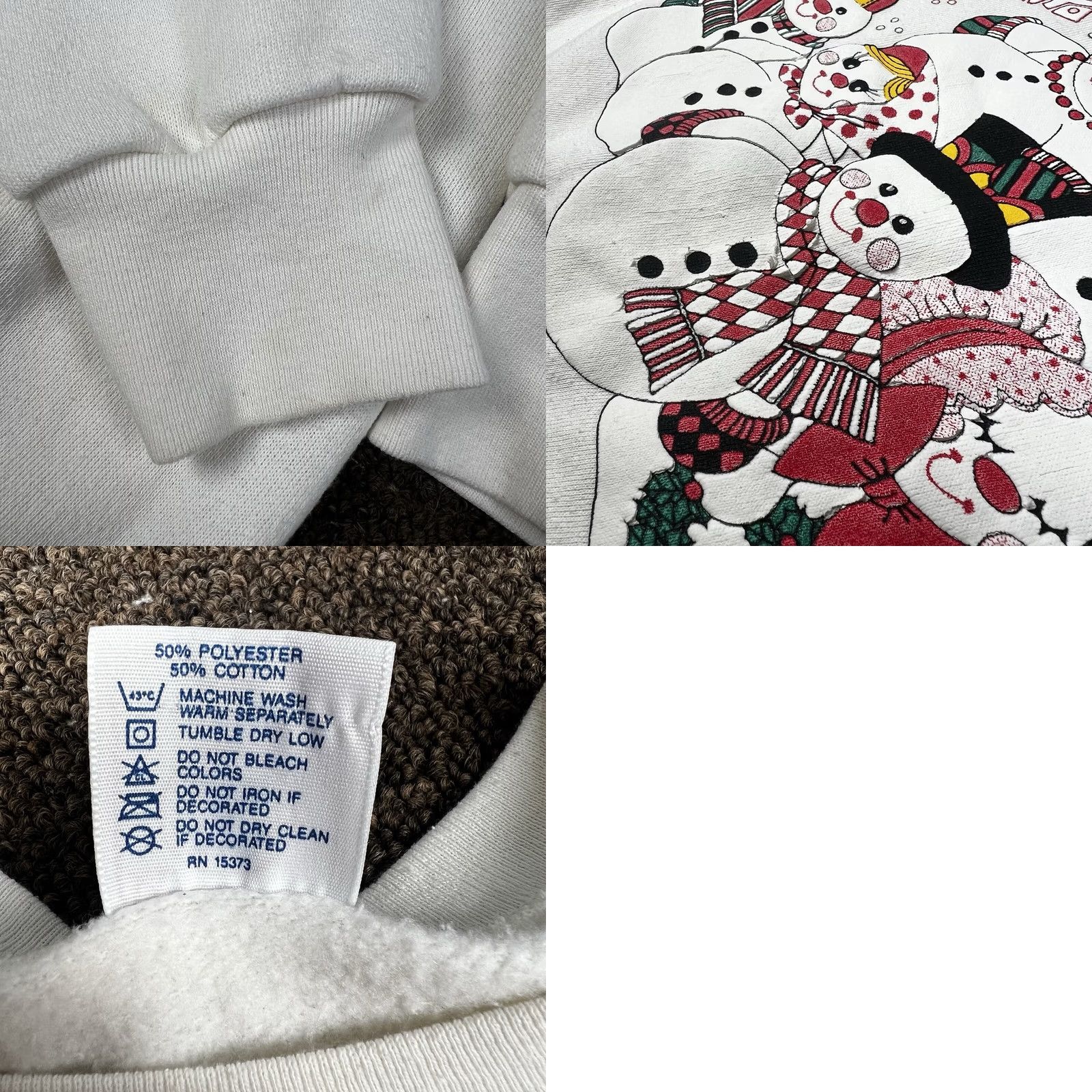 Delta VINTAGE Christmas Puff Print Graphic Crewneck Sweatshirt L Adults White Delta, 90s, Made In USA Size US L / EU 52-54 / 3 - 9 Thumbnail