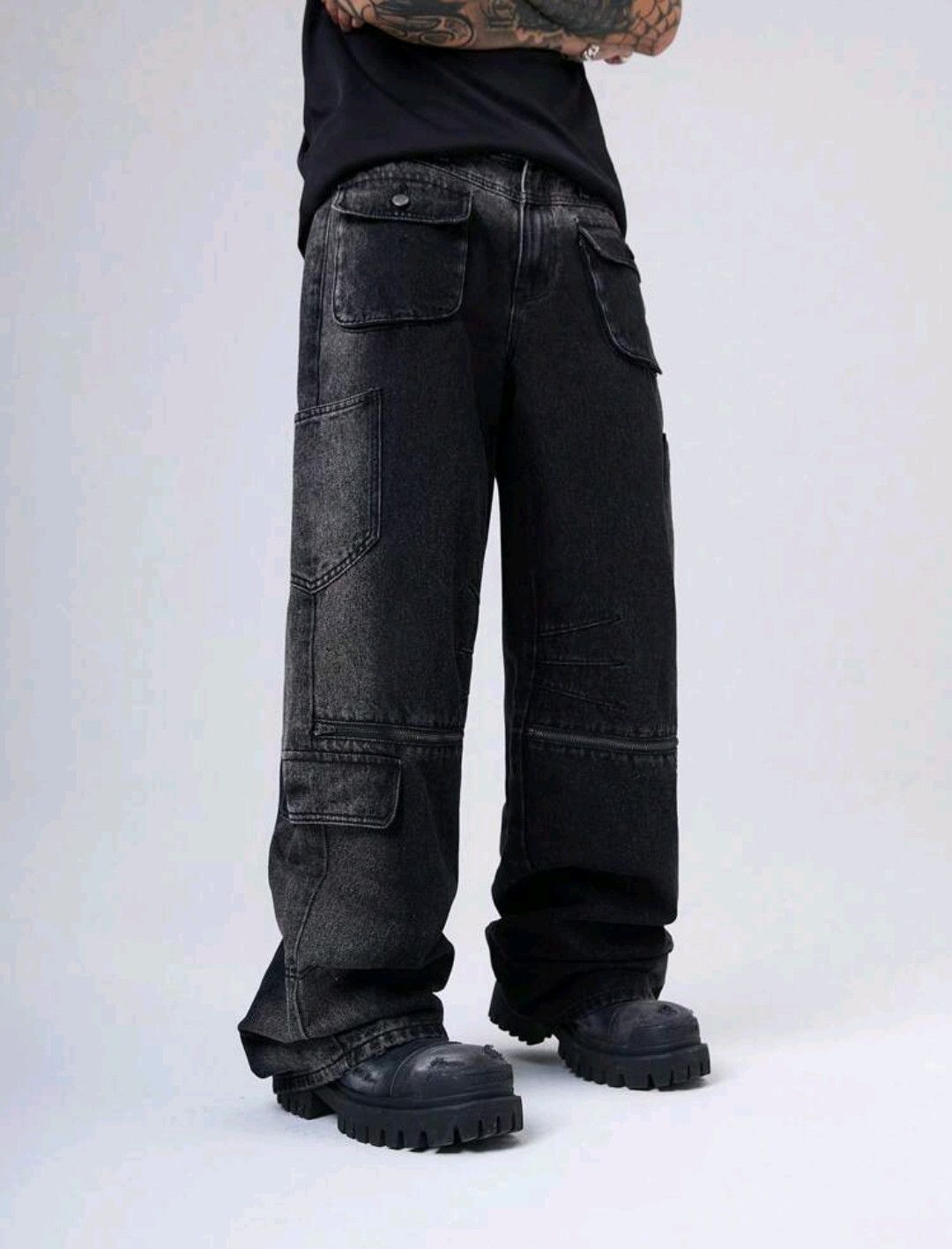 Japanese Brand × Jean × Vintage Y2K Vintage Streetwear Rust Distressed Baggy Cargo Jeans Size US 35 - 1 Thumbnail