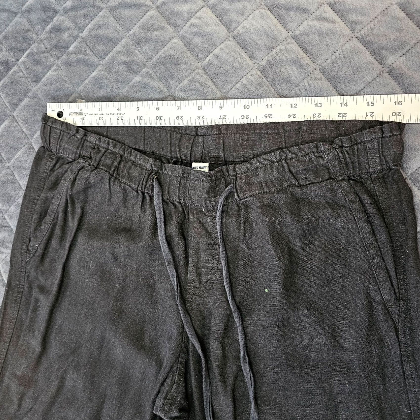 Old Navy Old Navy Pants Cropped Linen Blend Black Stretch Drawstring Waist Women Regular Size M? Size 36" / US 14 / IT 50 - 4 Thumbnail