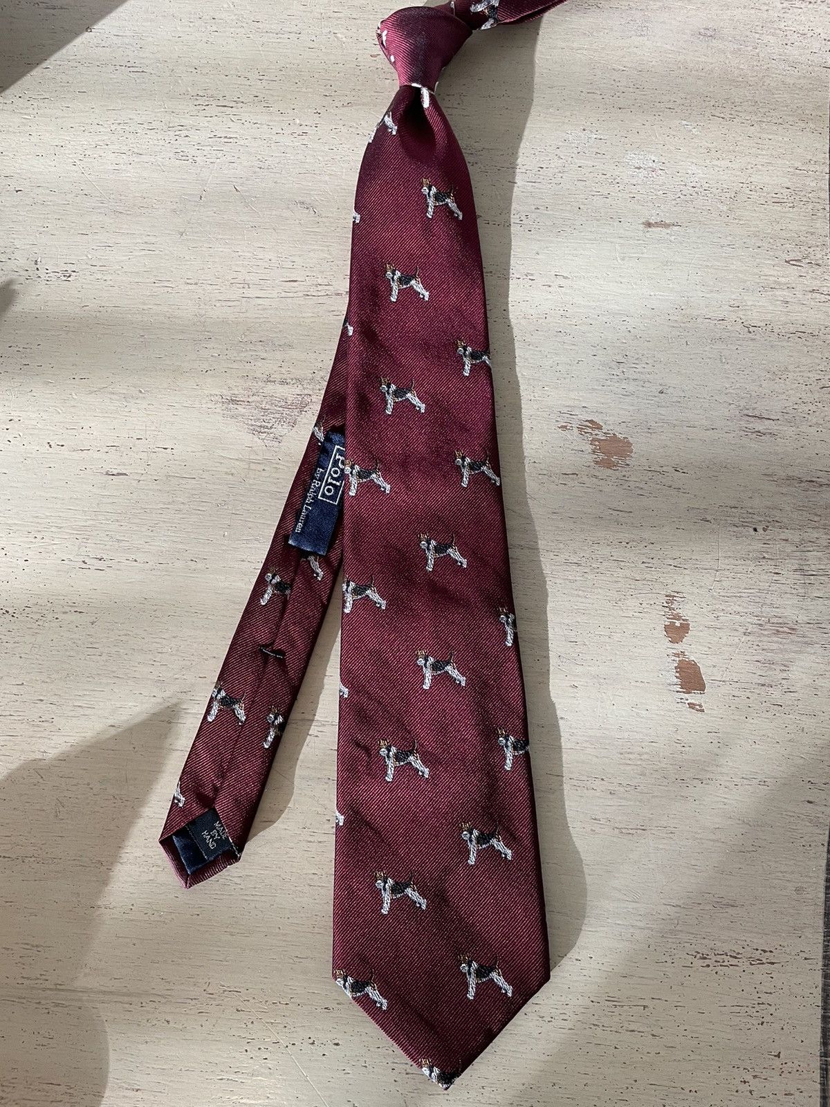 Polo Ralph Lauren × Vintage Rare Wire-Haired Fox Terrier Document No. 2 Print Silk Tie Size ONE SIZE - 4 Thumbnail
