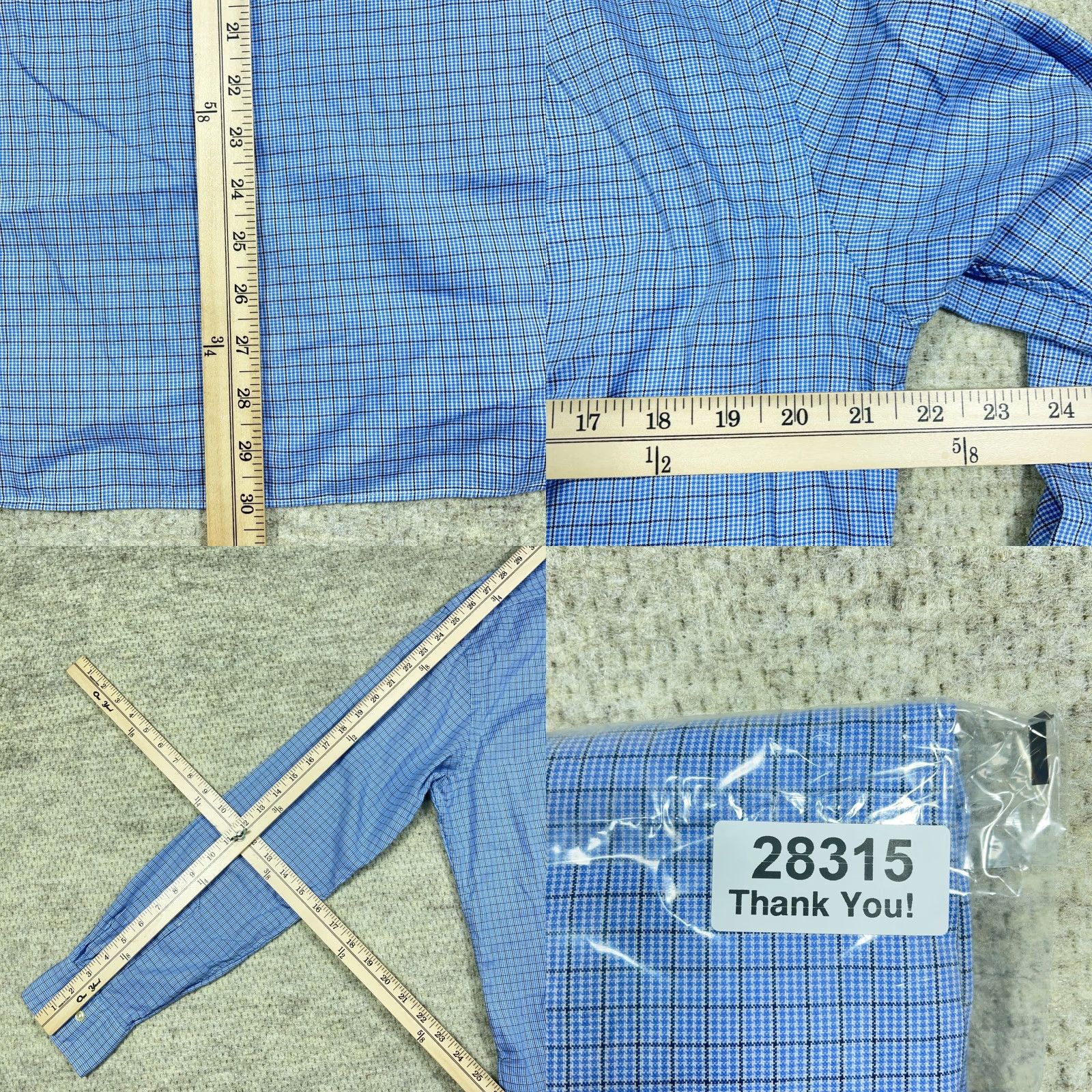 Ralph Lauren Ralph Lauren Shirt Men Medium 15.5 34 Blue Plaid Button Up Houndstooth Poplin Size US M / EU 48-50 / 2 - 8 Thumbnail