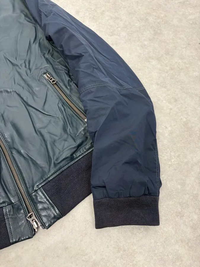 Burberry Burberry Navy Hybrid Leather & Nylon Bomber Jacket Size US M / EU 48-50 / 2 - 8 Thumbnail