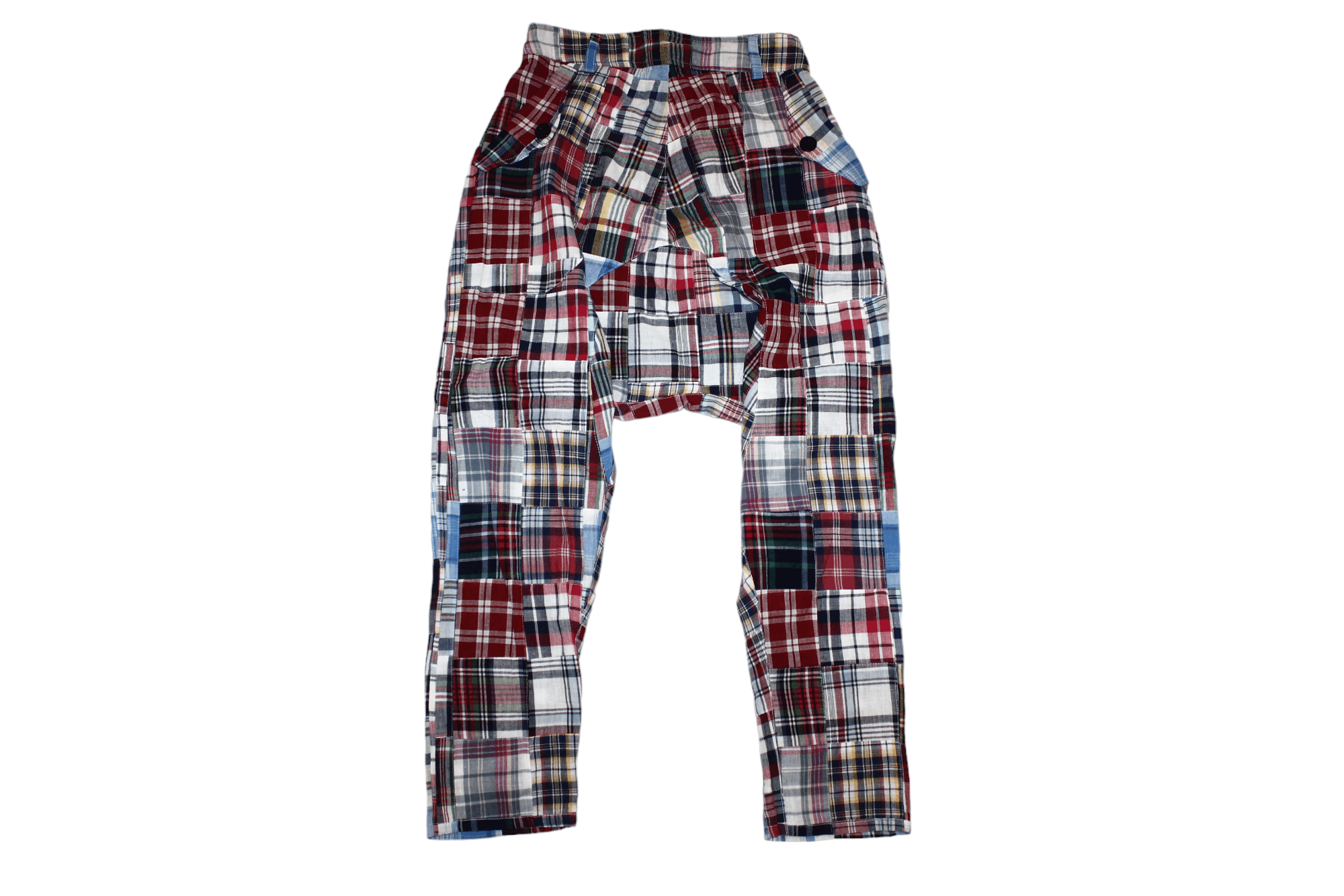 20471120 100% Cotton. Tartan Patchwork Drop Crotch Casual Pants Size US 30 / EU 46 - 1 Thumbnail